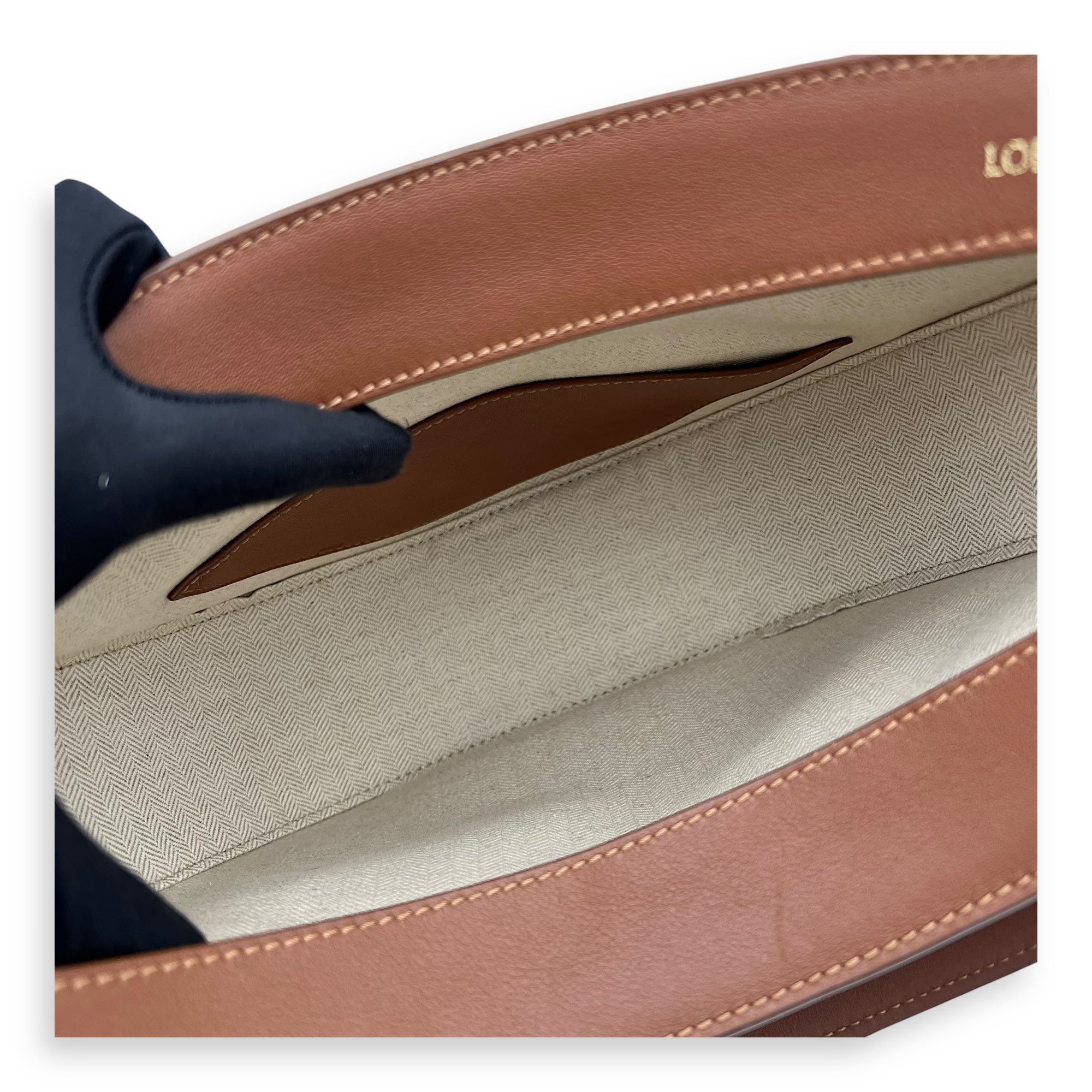 Luna Anagram Shoulder Bag Brown in Jacquard, Gold hardware