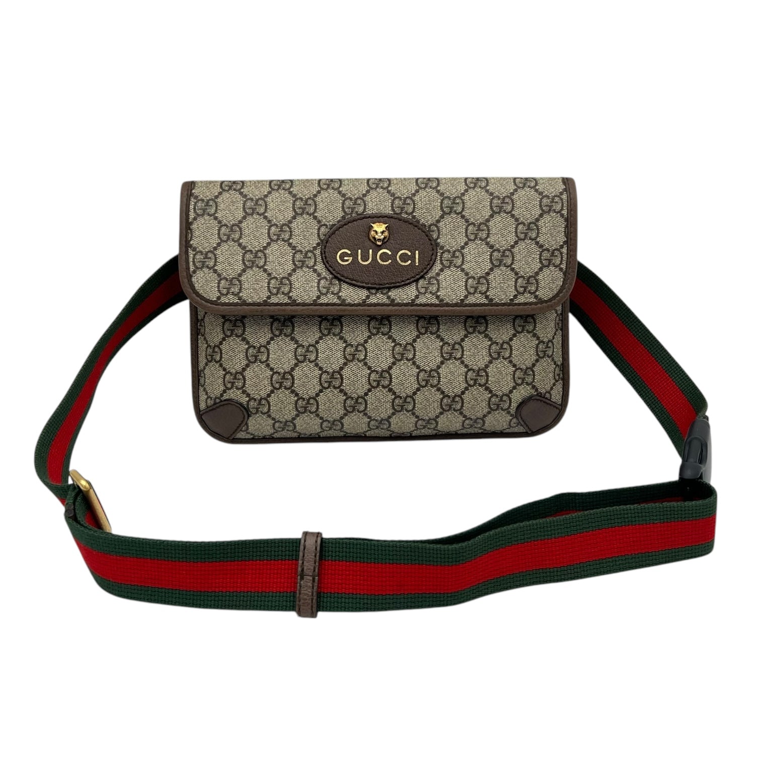 Ophidia Belt Bag Grey in Coated Canvas, Gold hardware