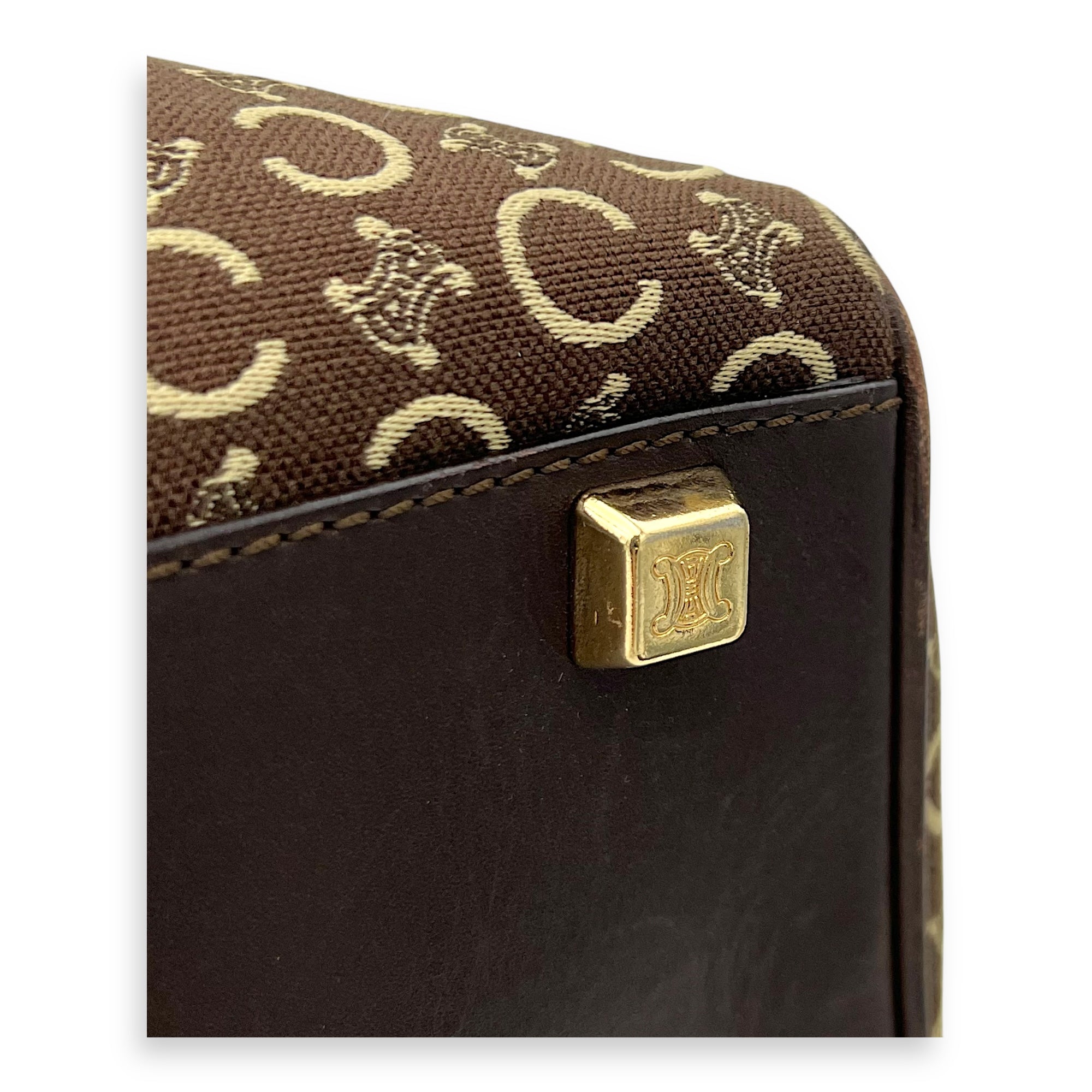 Macadam Brown Tote Bag in Canvas, Gold hardware