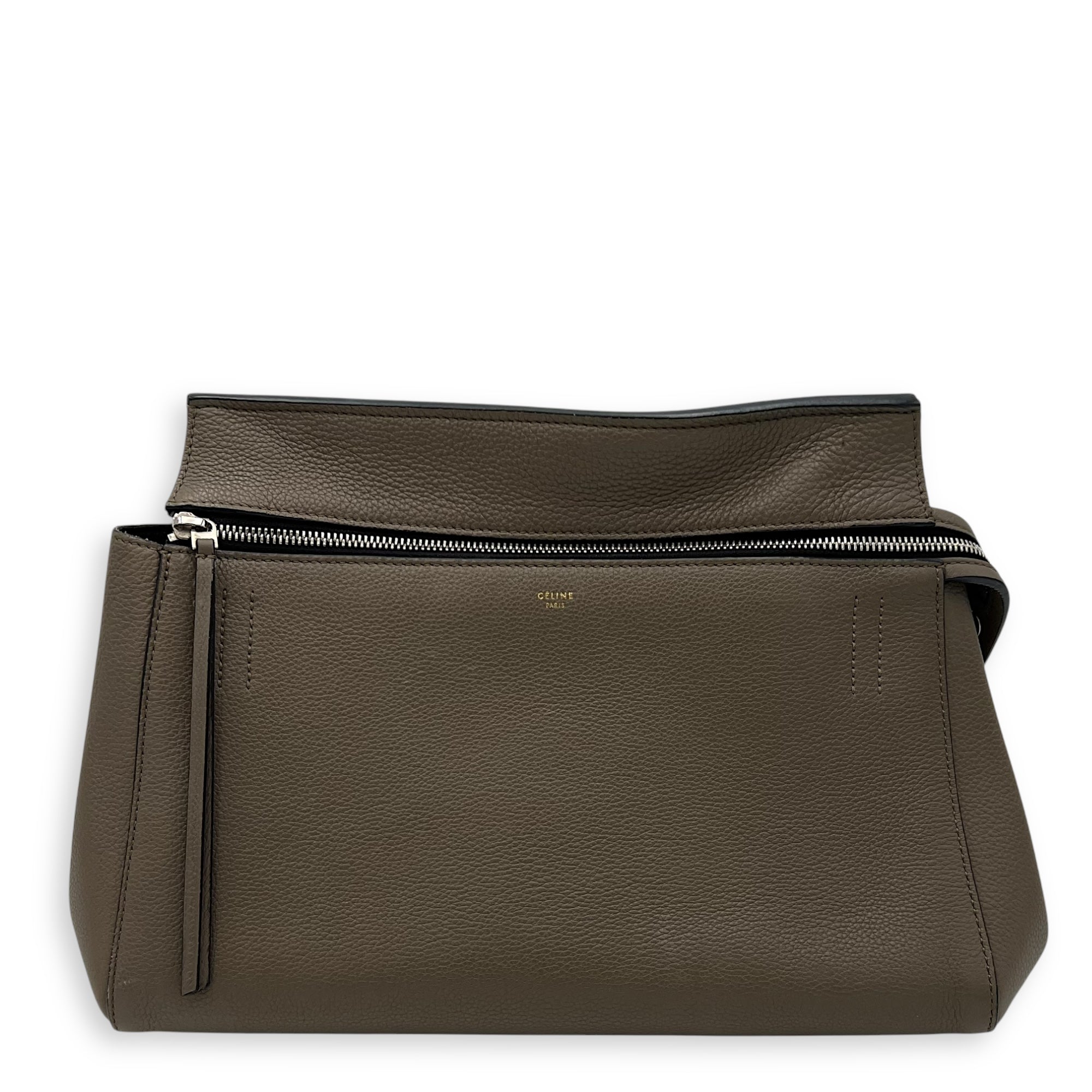 Edge Shoulder Bag Grey in Calfskin, Silver hardware