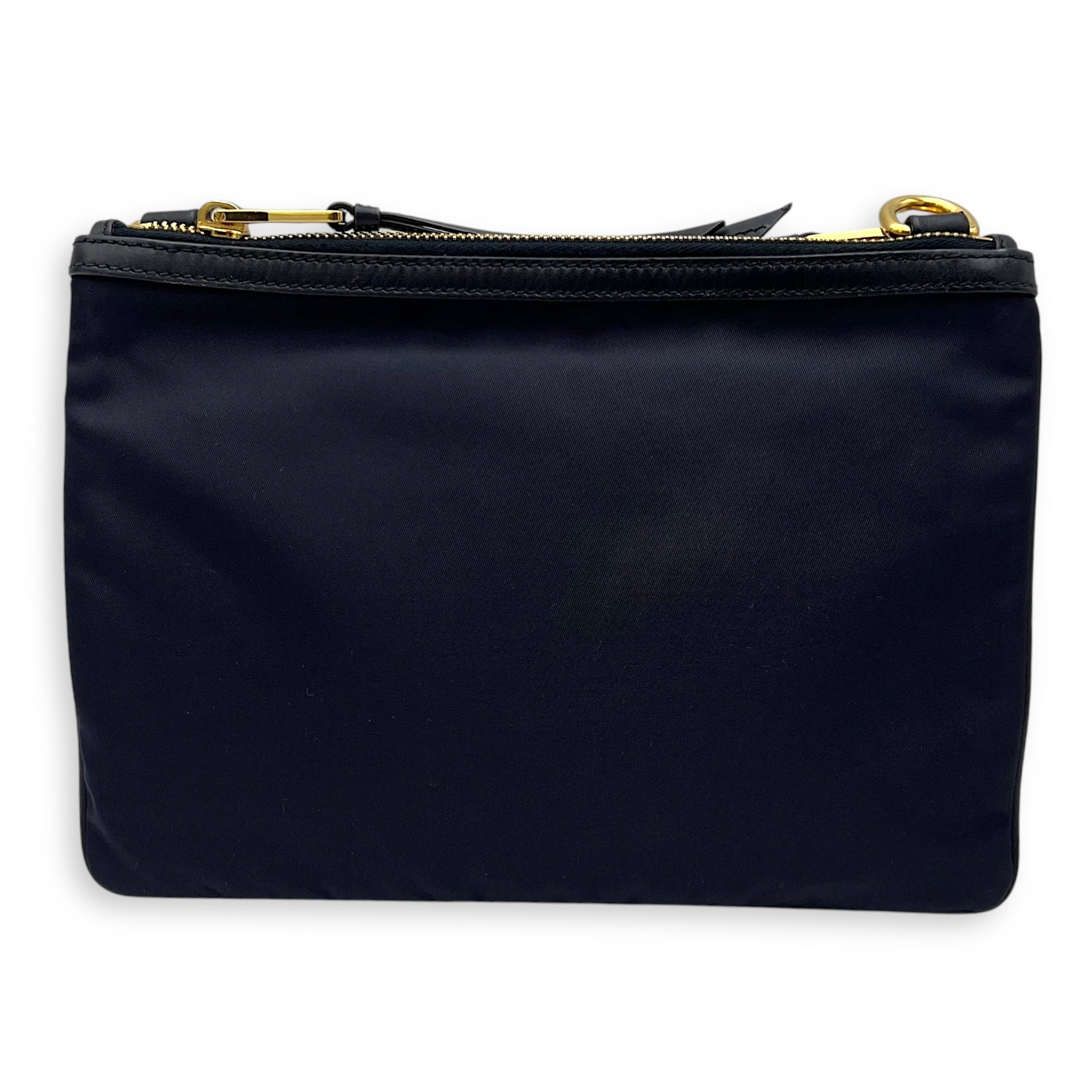 Logo Blue Crossbody Bag in Nylon, Gold hardware