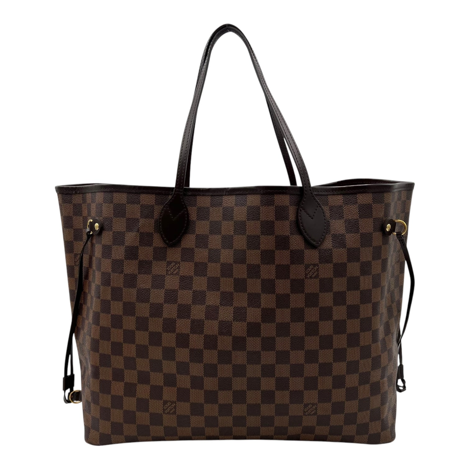 Neverfull GM Damier Ebene Tote Bag in Coated Canvas, Gold hardware