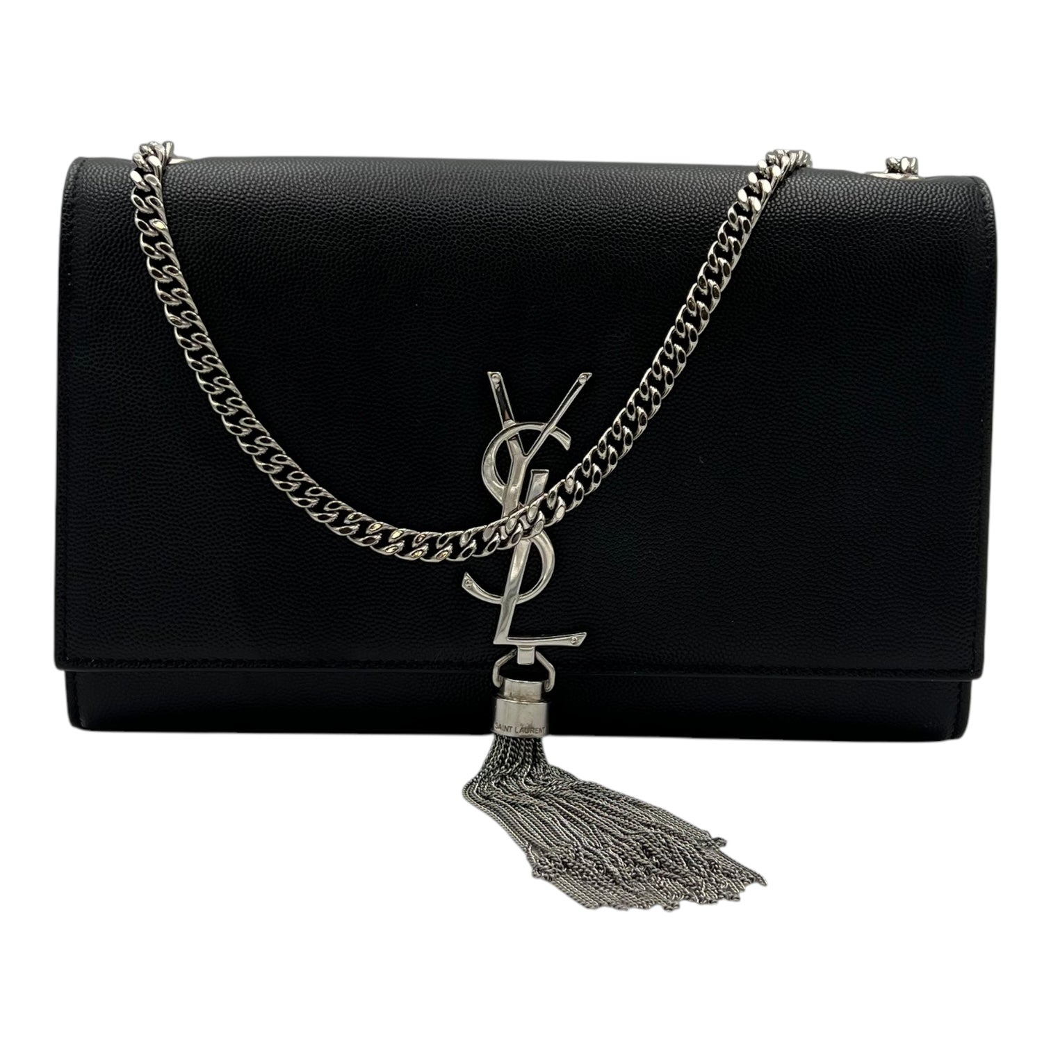 Kate Crossbody Bag Medium Black in Caviar Leather, Silver hardware