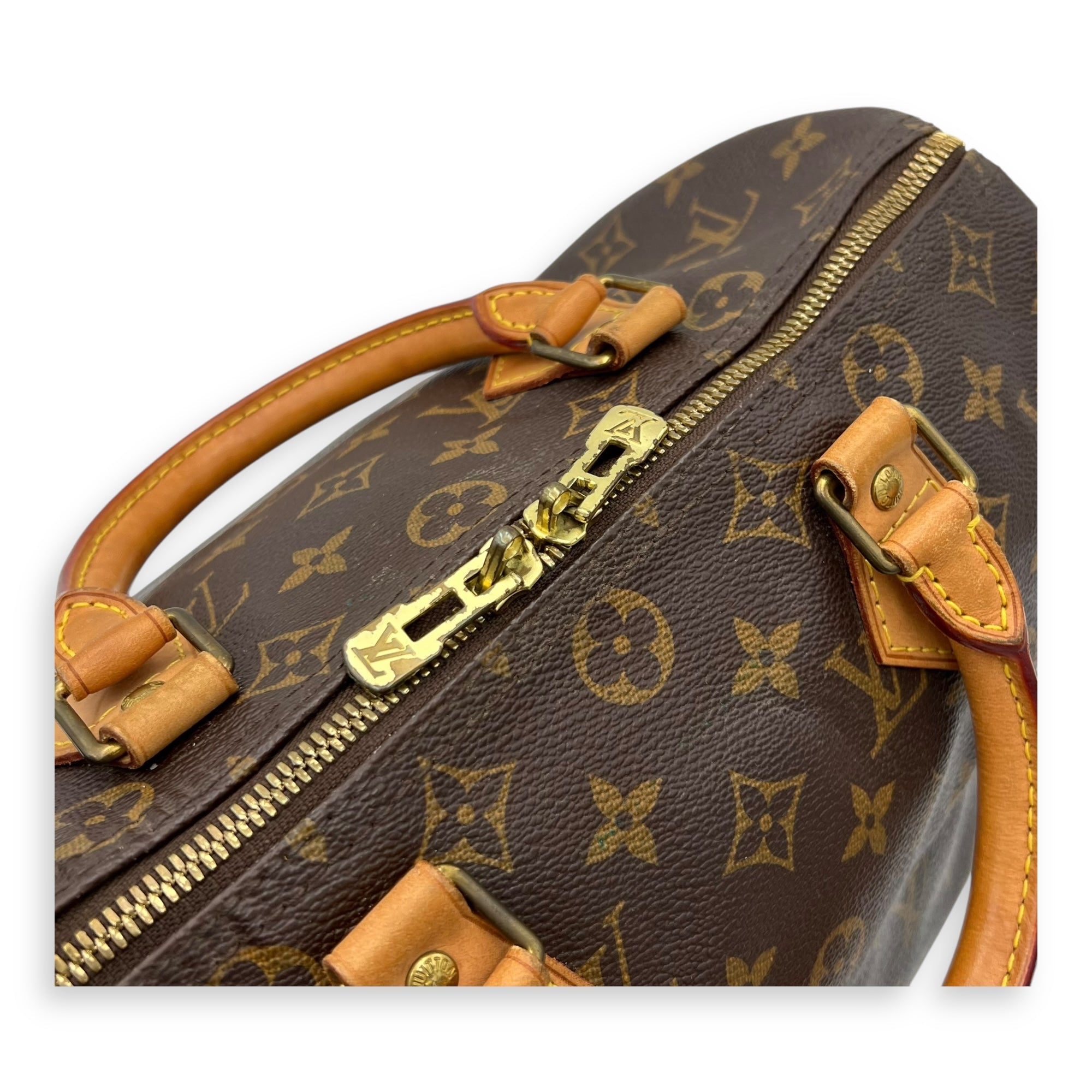 Speedy Bandouliere Top Handle Bag 30 Brown in Monogram Coated Canvas, Gold hardware