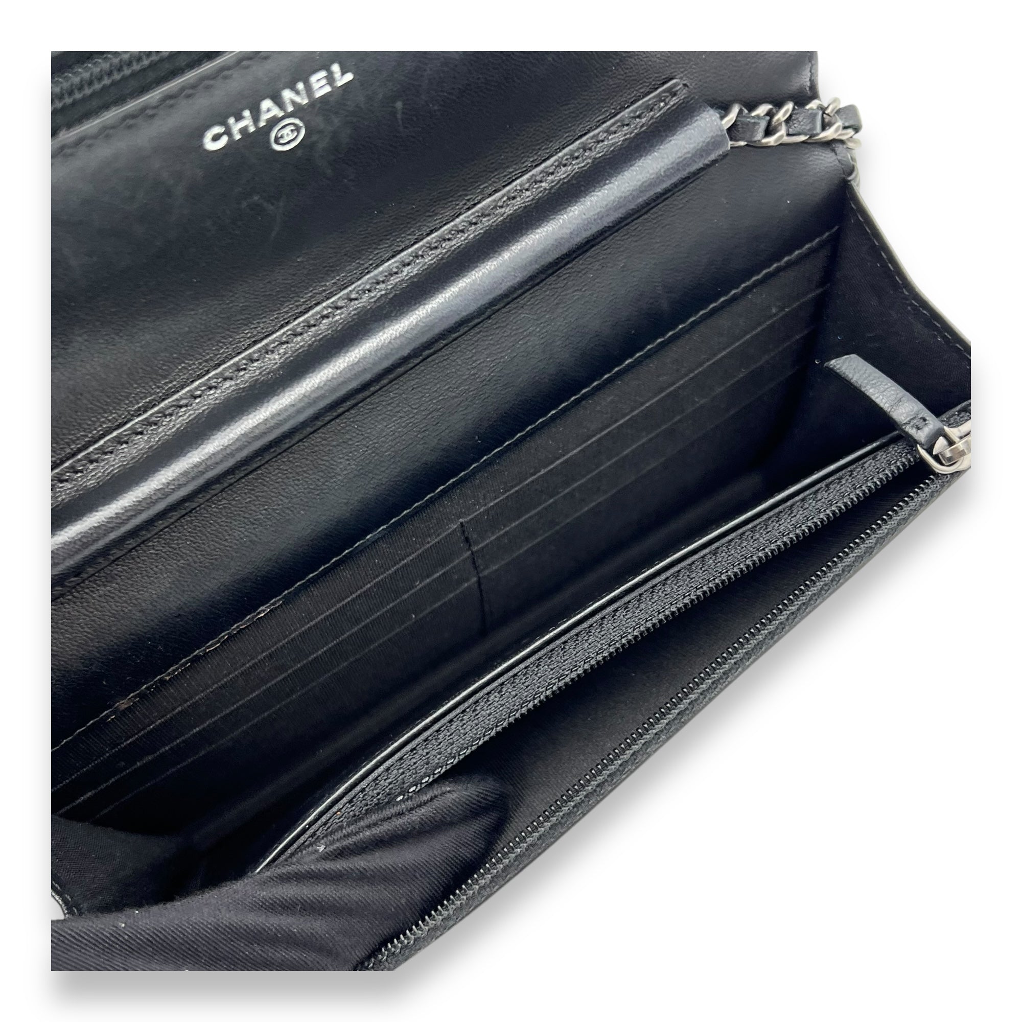 Boy Wallet On Chain Black in Lambskin, Ruthenium hardware