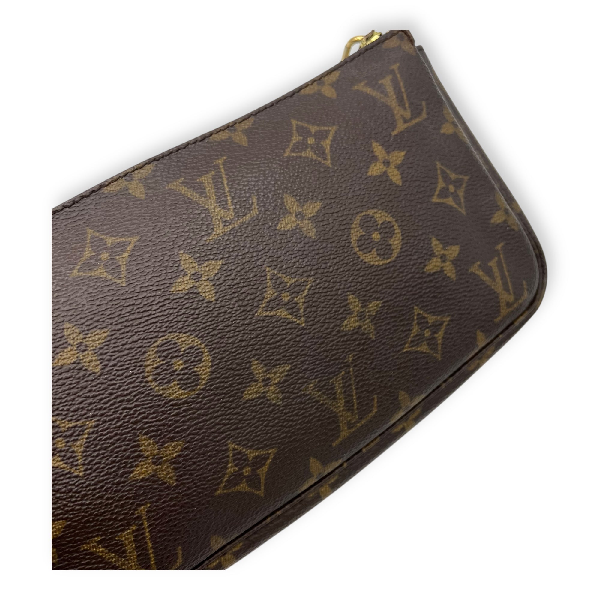 Pochette Accessoires Shoulder Bag Brown in Monogram Coated Canvas, Gold hardware