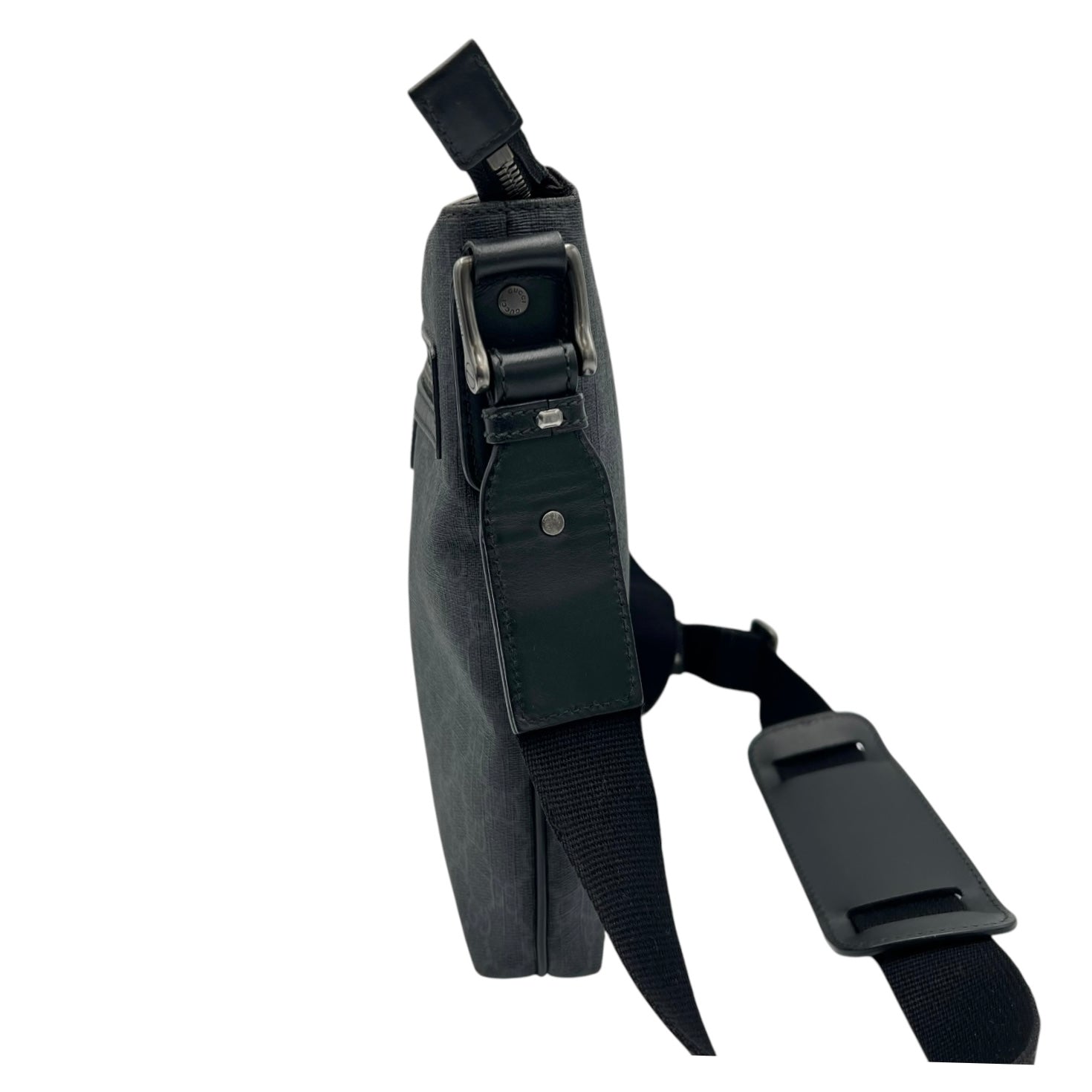GG Supreme Black Messenger in Coated Canvas, Ruthenium hardware