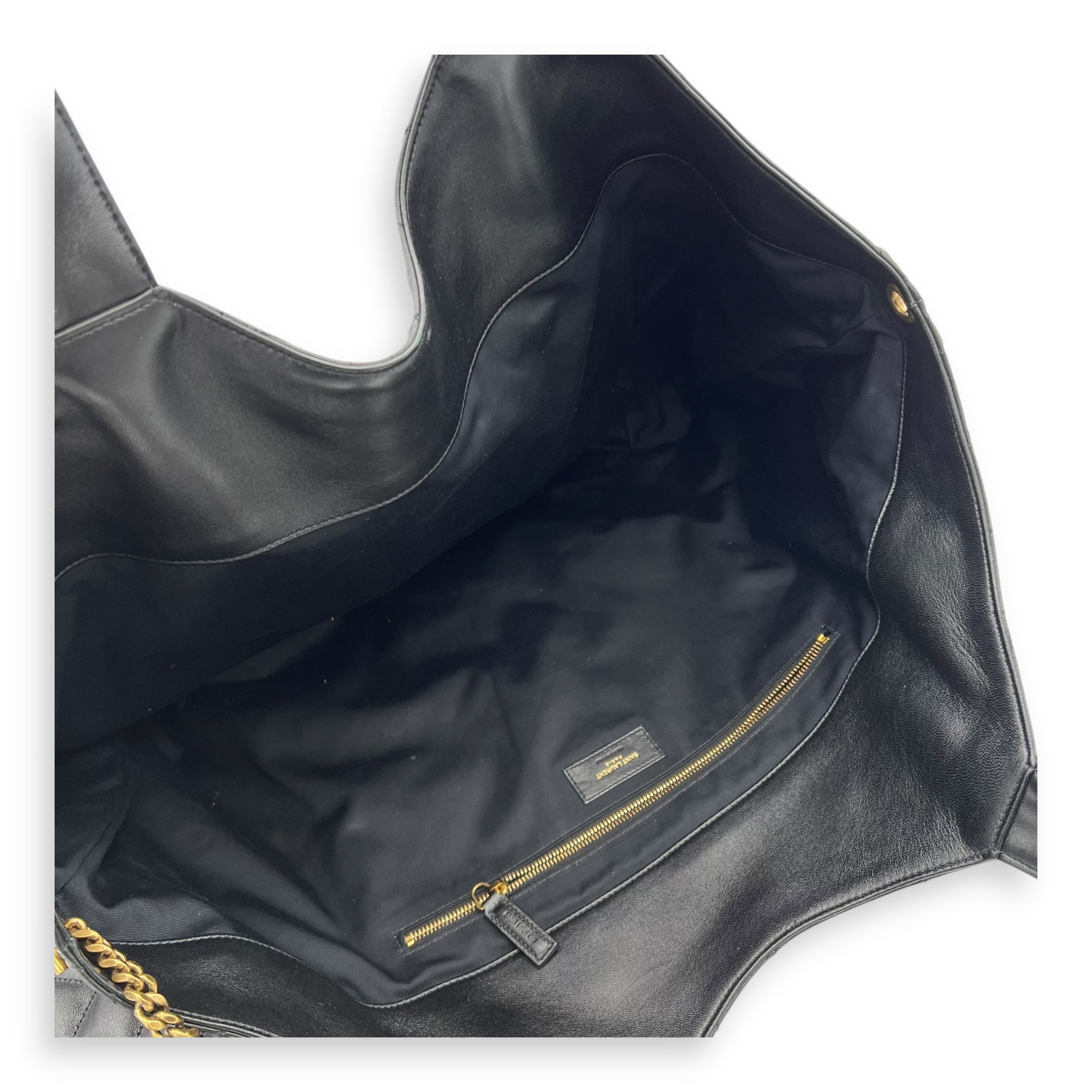 Icare Shopping Tote Bag Black in Lambskin, Gold hardware