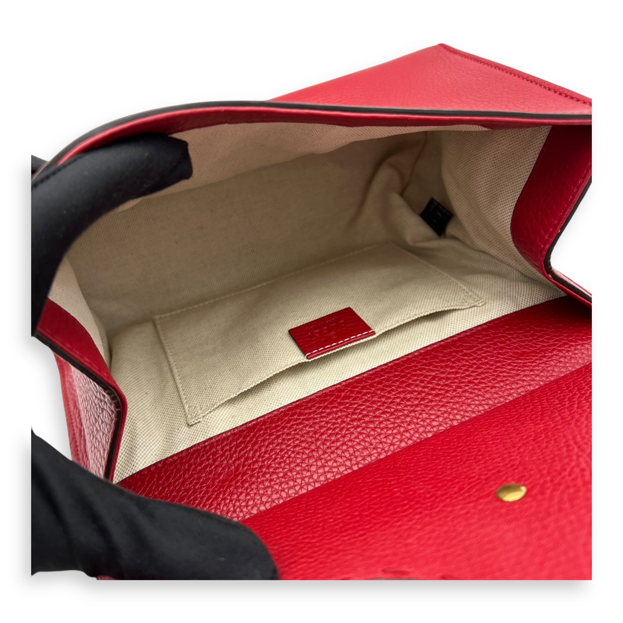 GG Marmont Top Handle Bag Red in Calfskin, Gold hardware