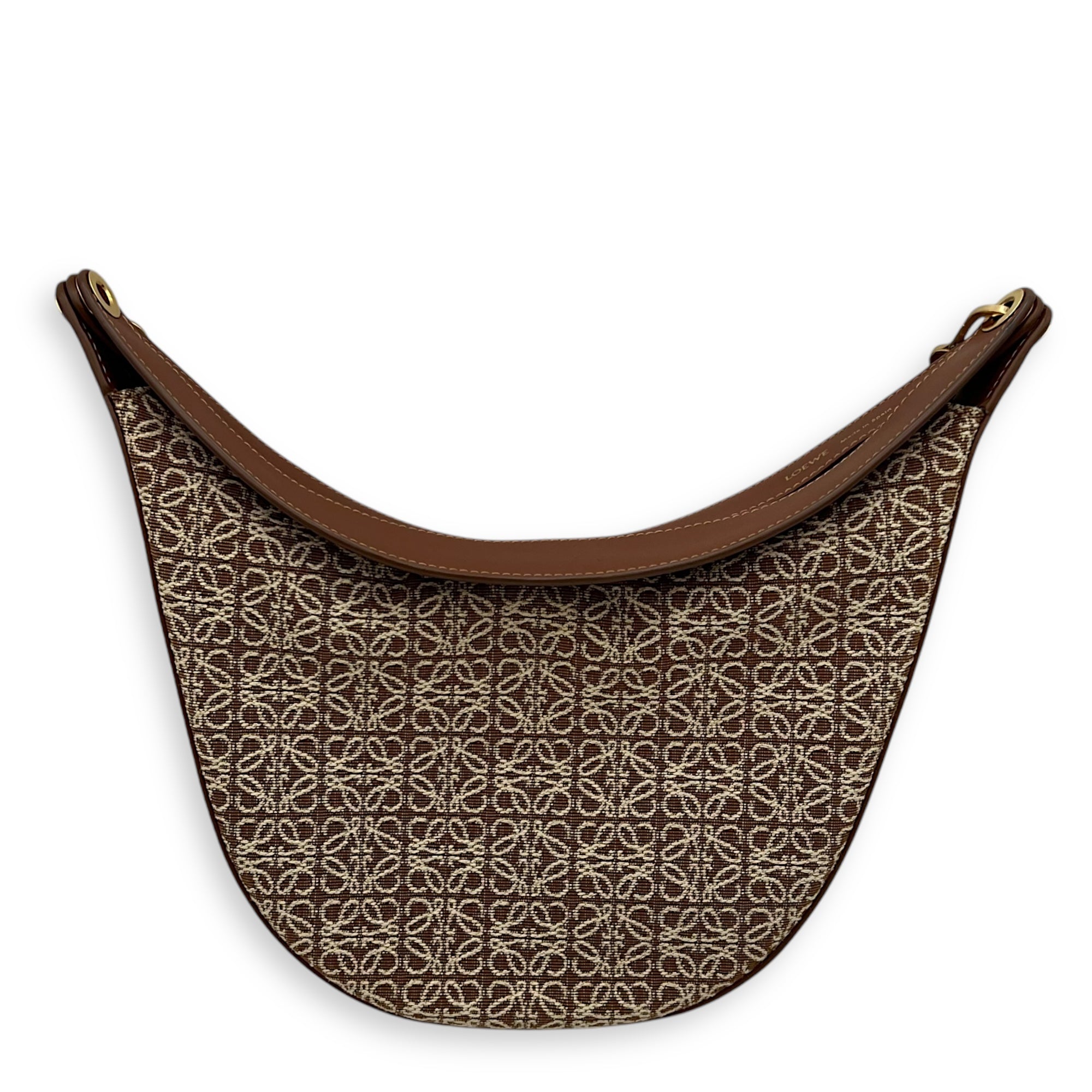 Luna Anagram Shoulder Bag Brown in Jacquard, Gold hardware
