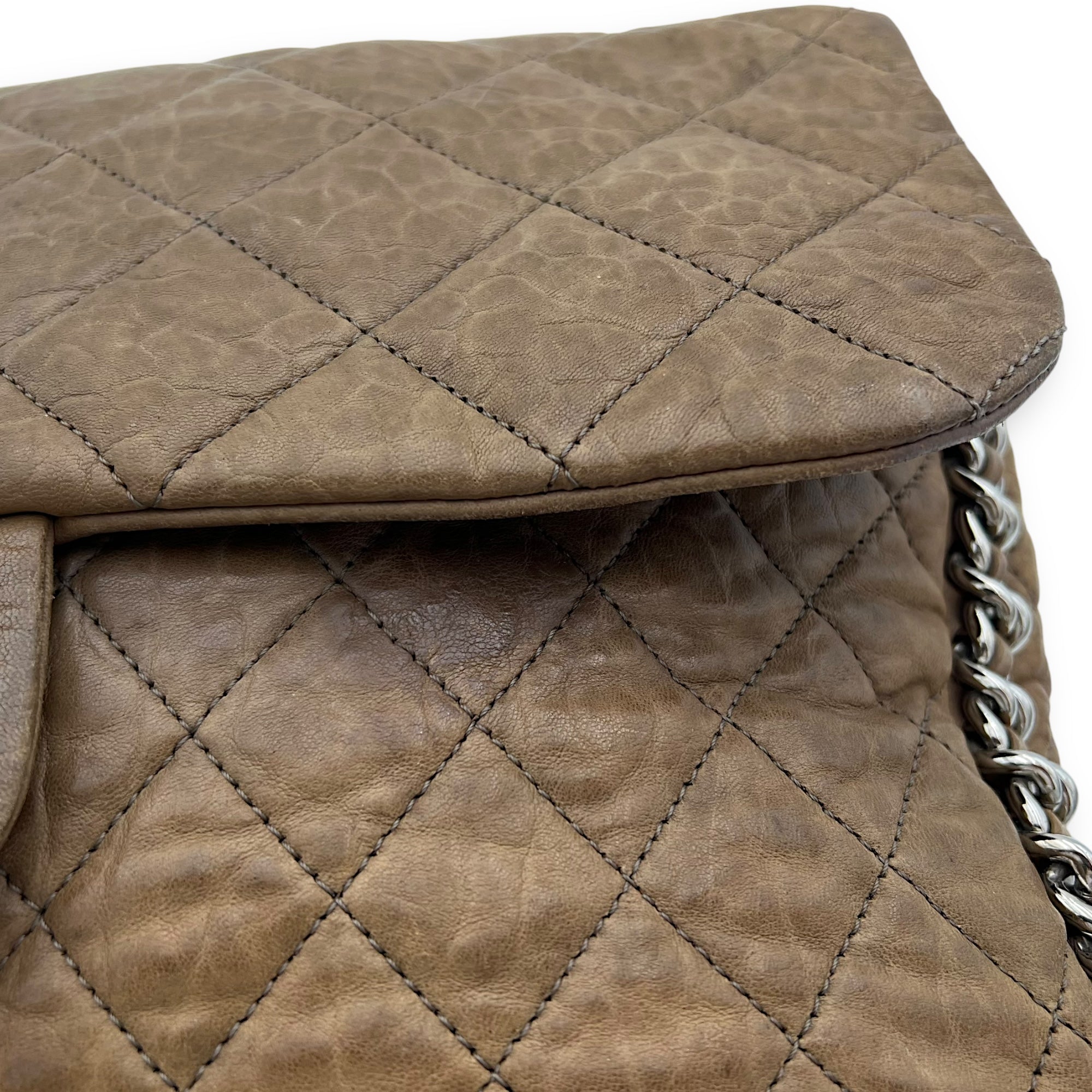 CC Shoulder Bag Brown in Calfskin, Silver hardware