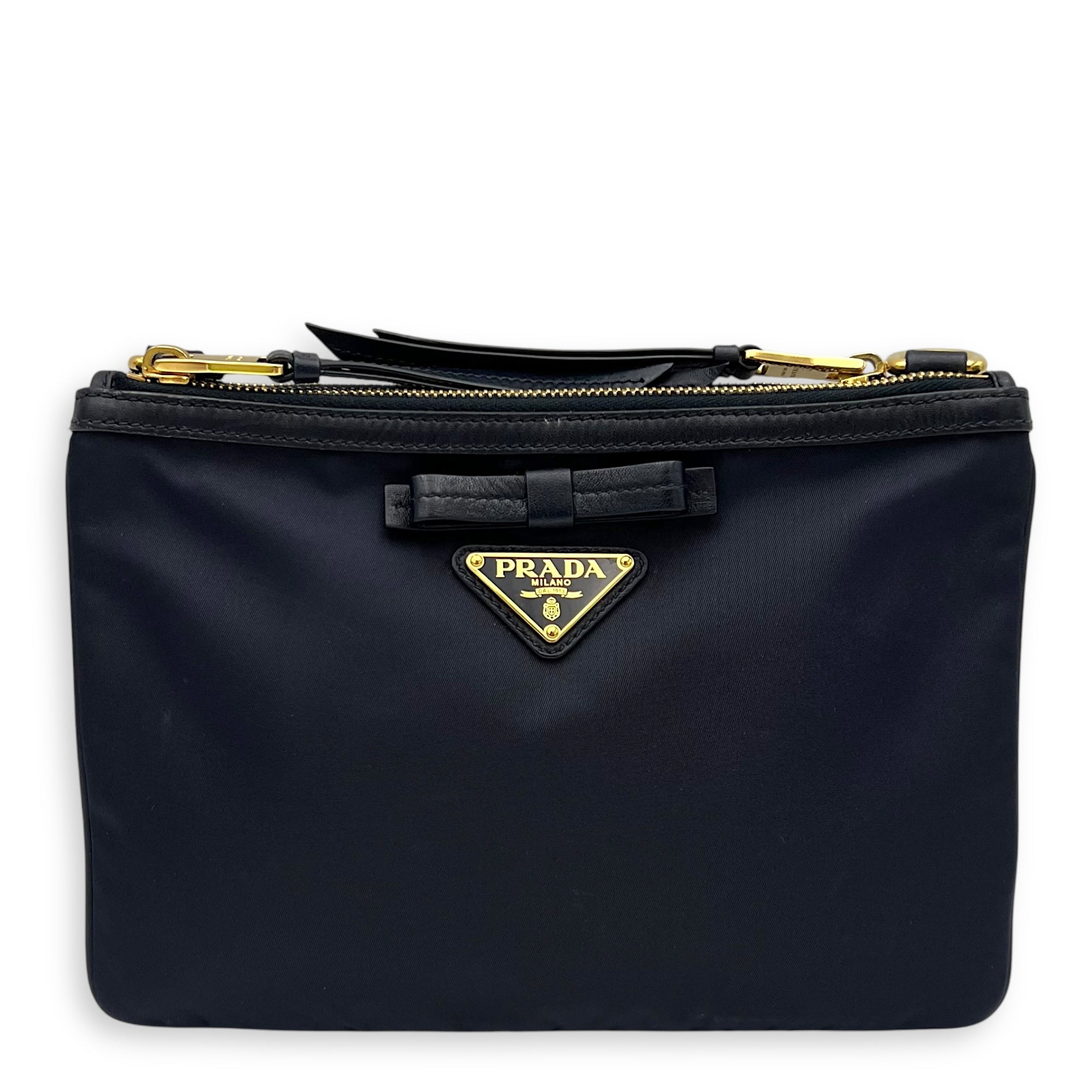 Logo Blue Crossbody Bag in Nylon, Gold hardware