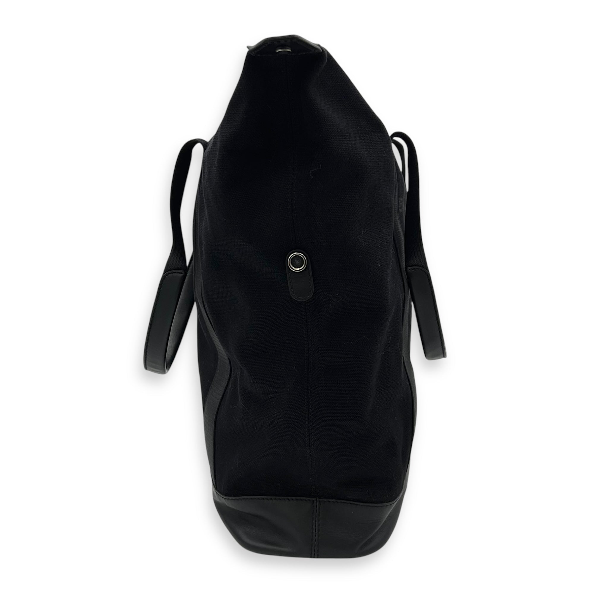 Cabas Tote Bag Black in Canvas, Silver hardware