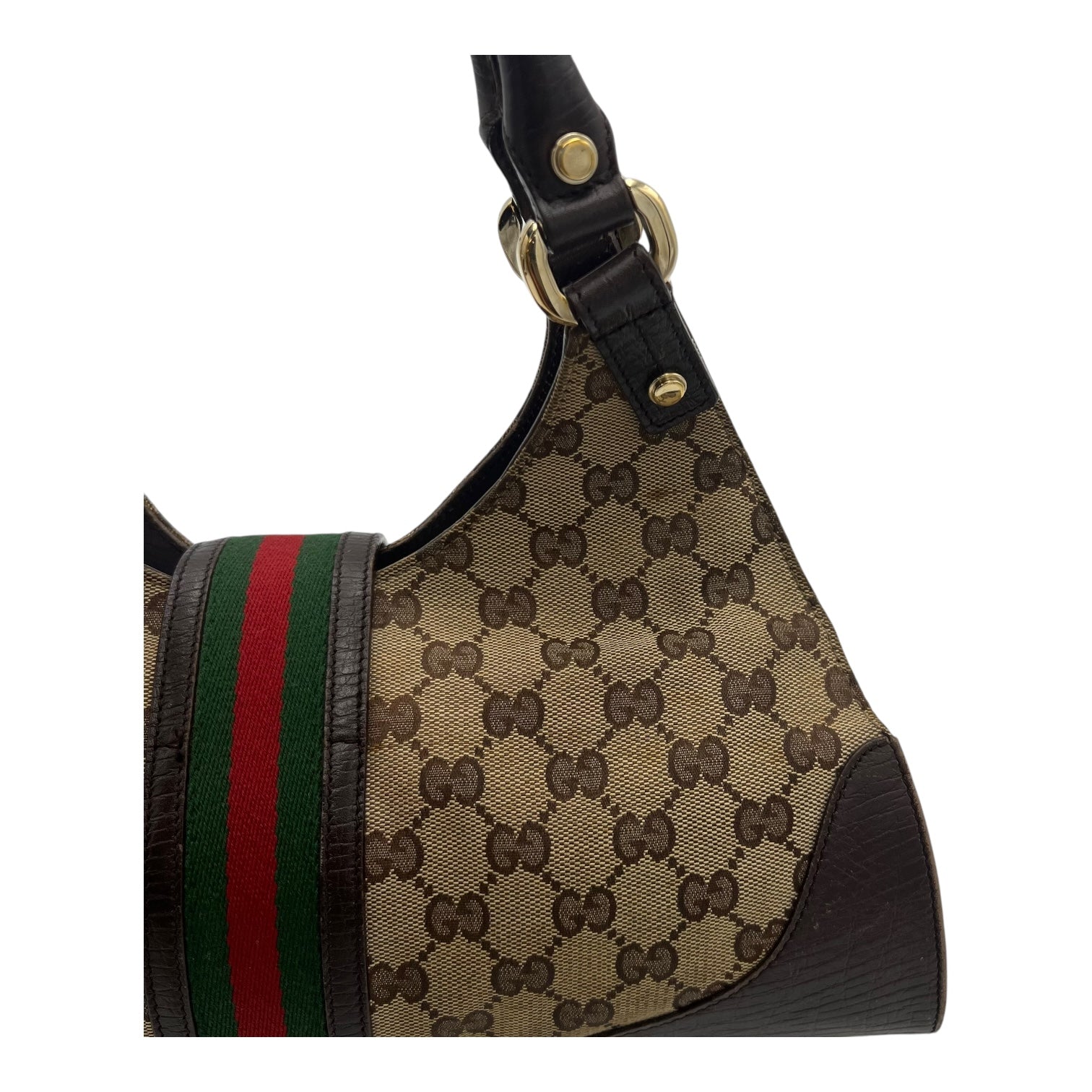 GG Shoulder Bag Brown in Canvas, Gold hardware