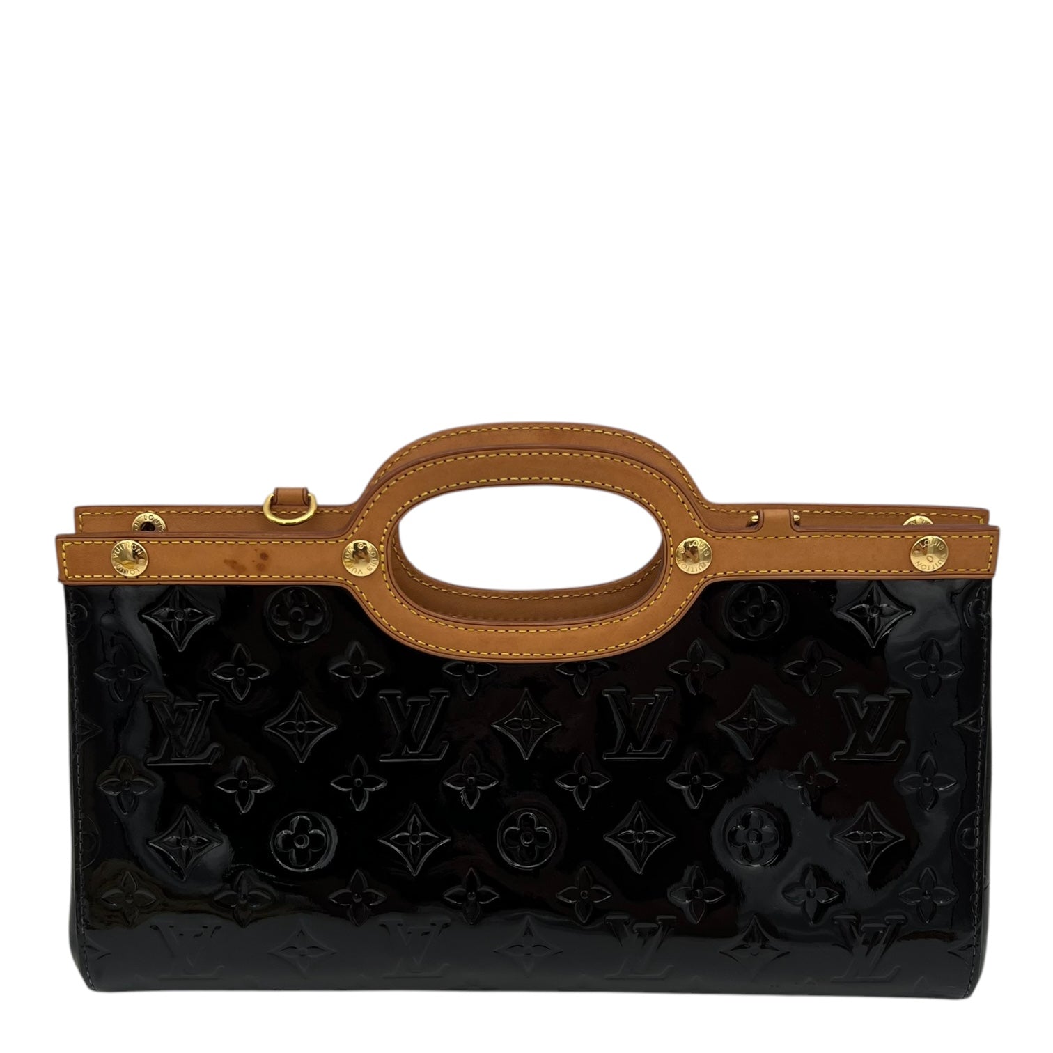 Roxbury Shoulder Bag Black in Patent Leather, Gold hardware