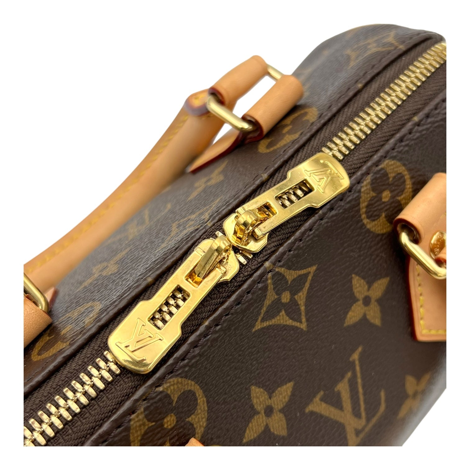 Speedy Top Handle Bag 20 Brown in Monogram Coated Canvas, Gold hardware