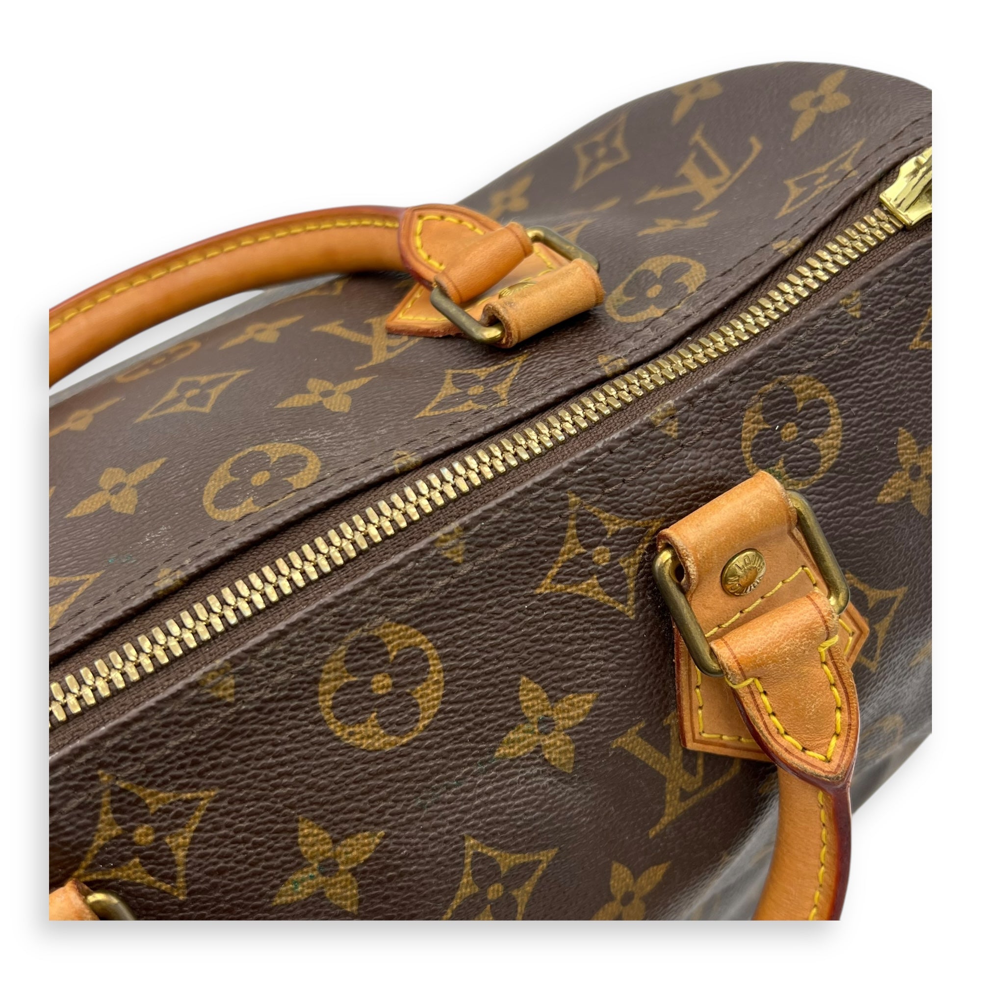 Speedy Bandouliere Top Handle Bag 30 Brown in Monogram Coated Canvas, Gold hardware