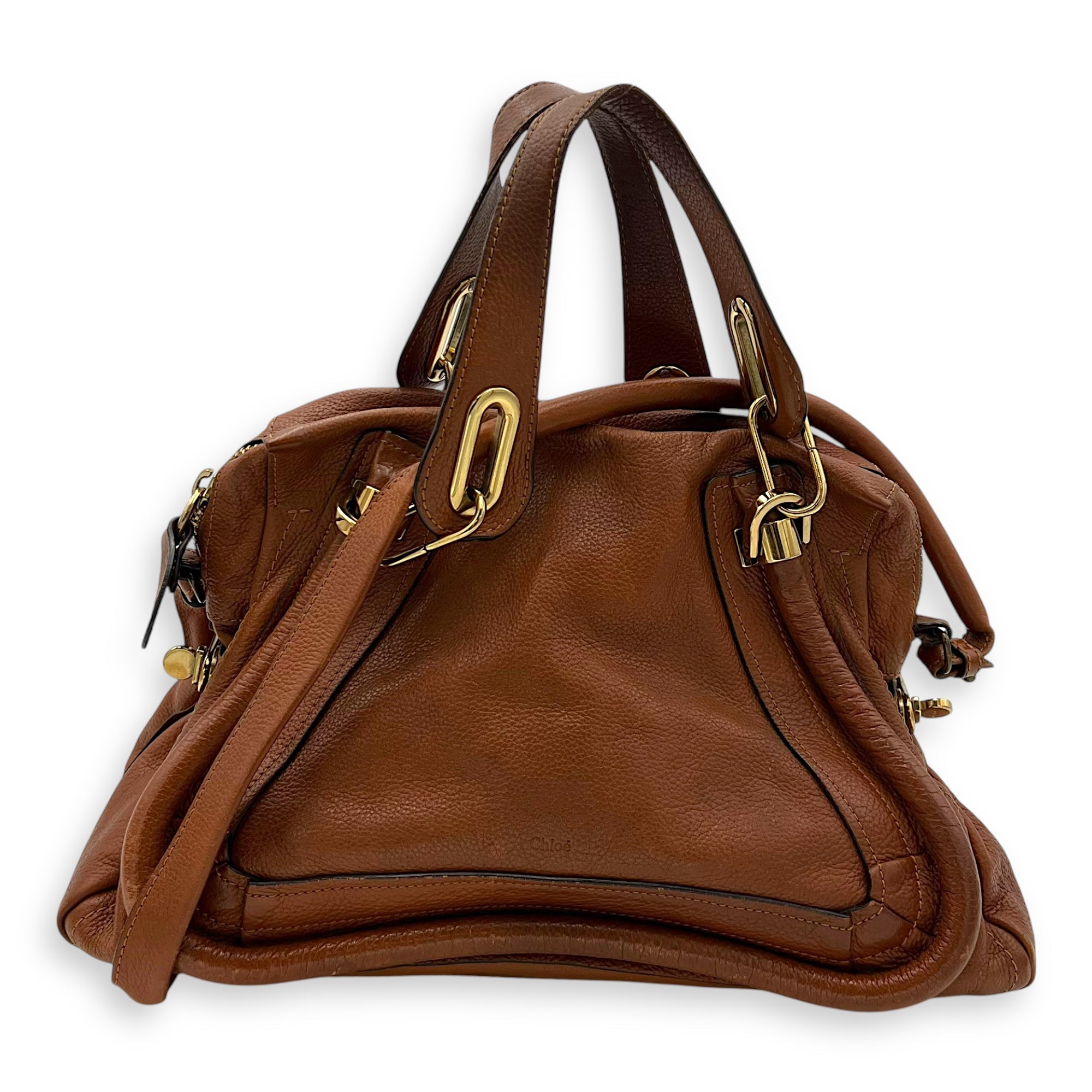 Paraty Shoulder Bag Brown in Calfskin, Gold hardware