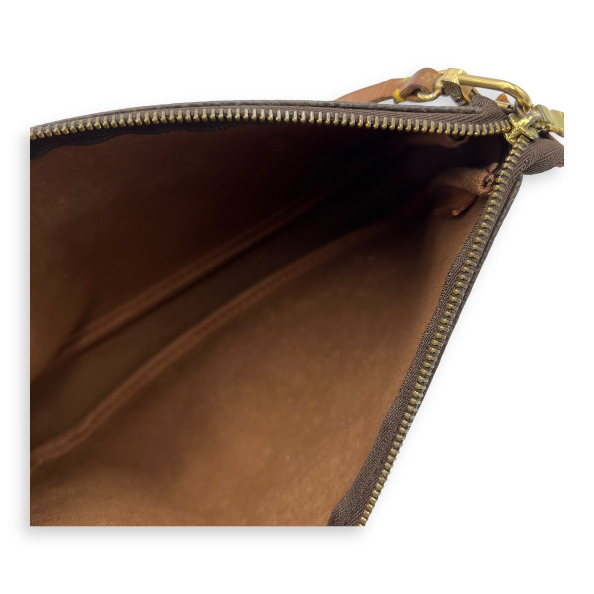 Pochette Accessoires Shoulder Bag Brown in Monogram Coated Canvas, Gold hardware