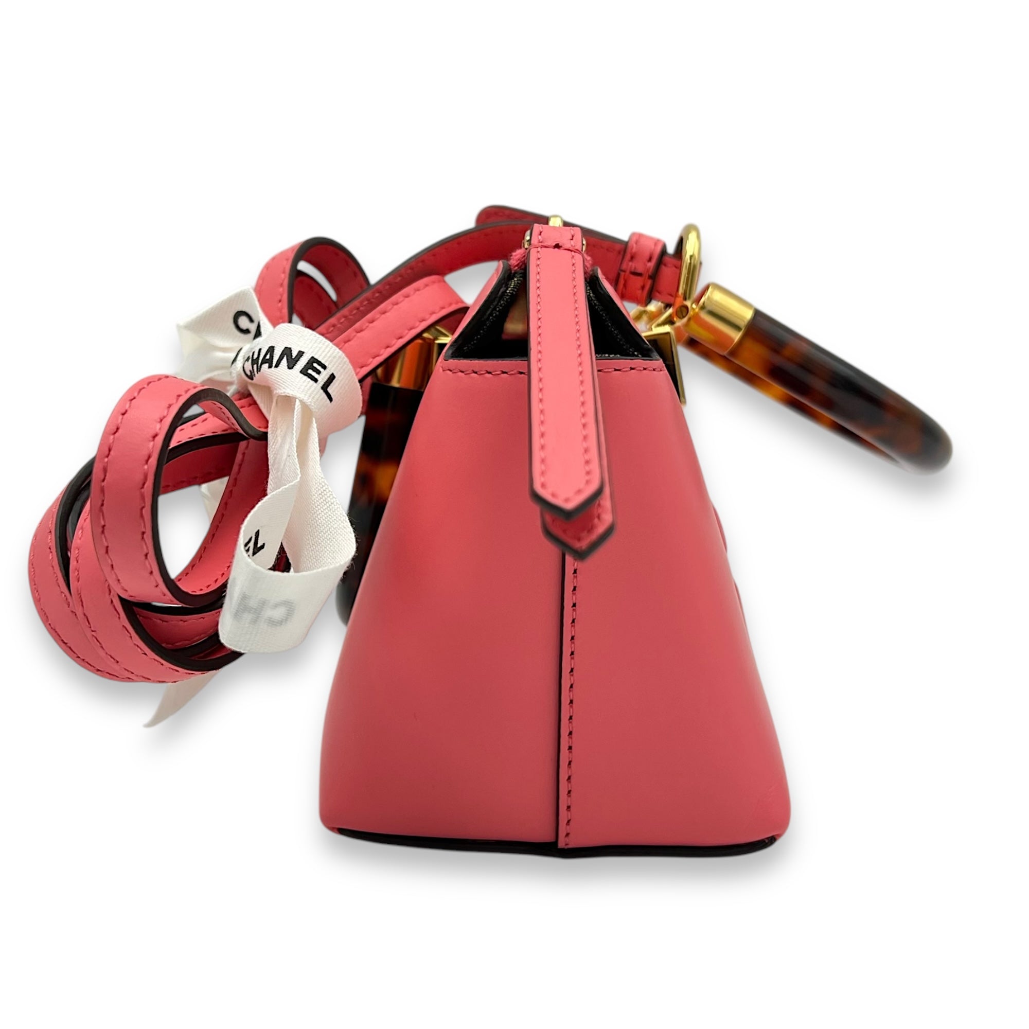 Dalia Top Handle Bag Pink in Calfskin, Gold hardware