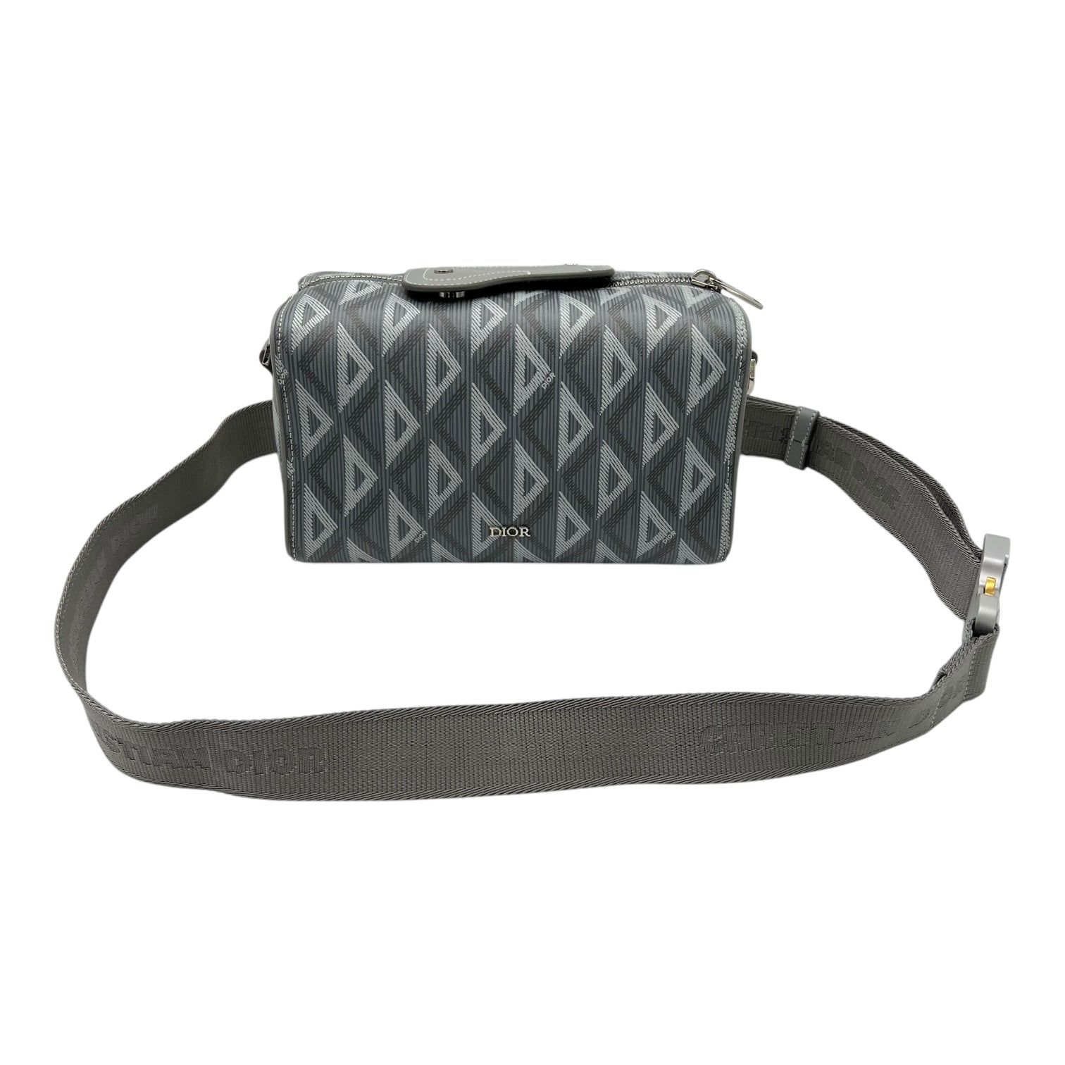 Lingot 22 Grey Crossbody Bag in Coated Canvas, Silver hardware