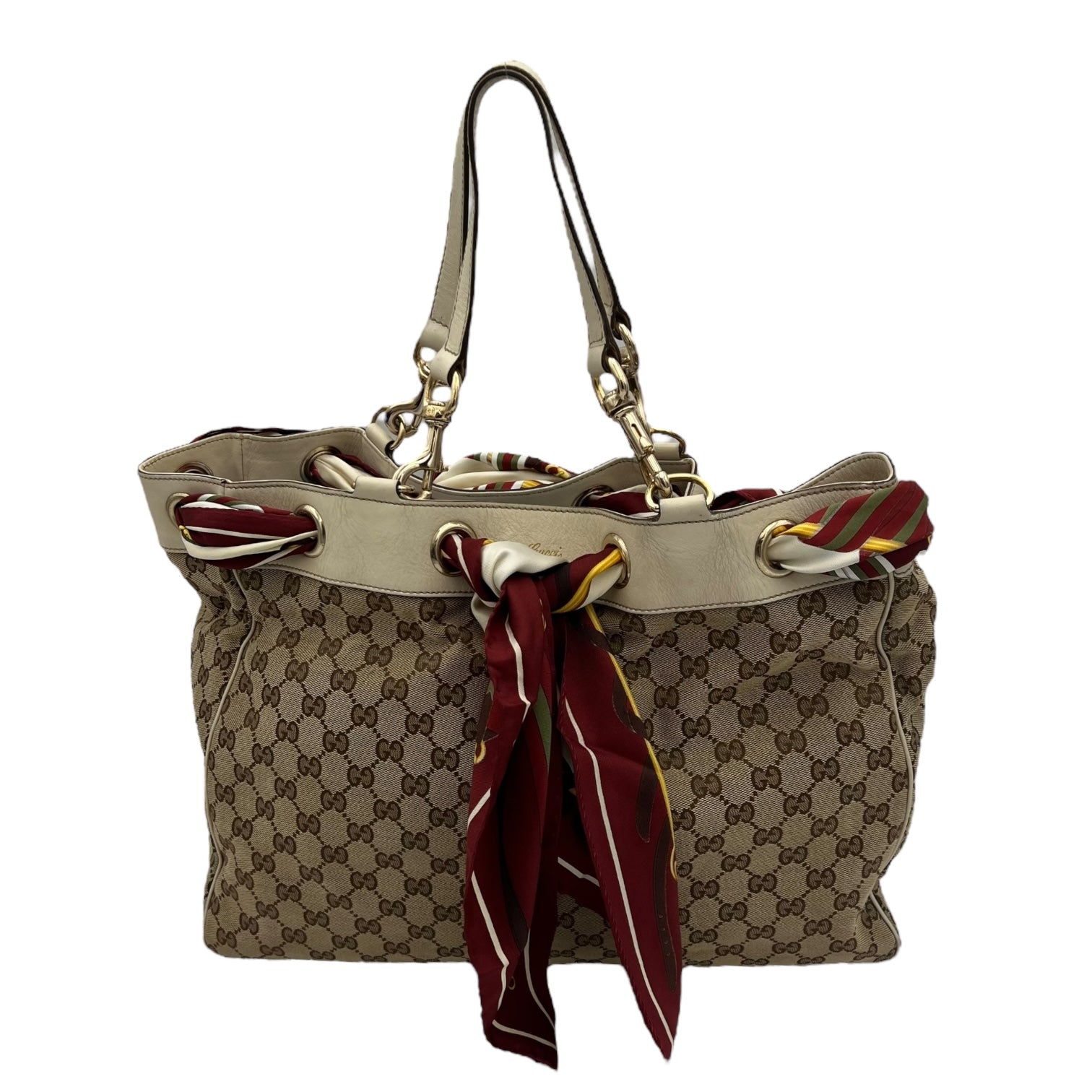 GG Shoulder Bag Brown in Canvas, Gold hardware