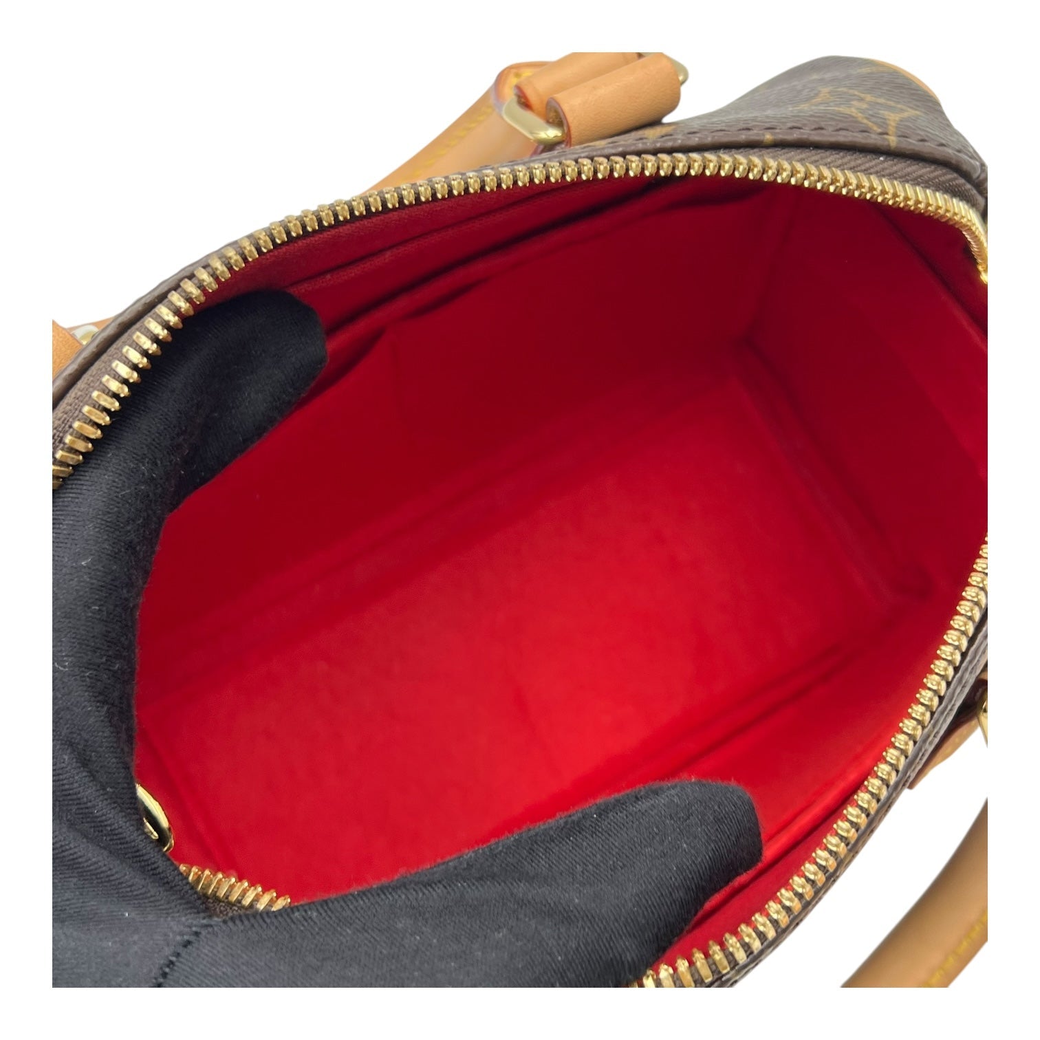 Speedy Top Handle Bag 20 Brown in Monogram Coated Canvas, Gold hardware