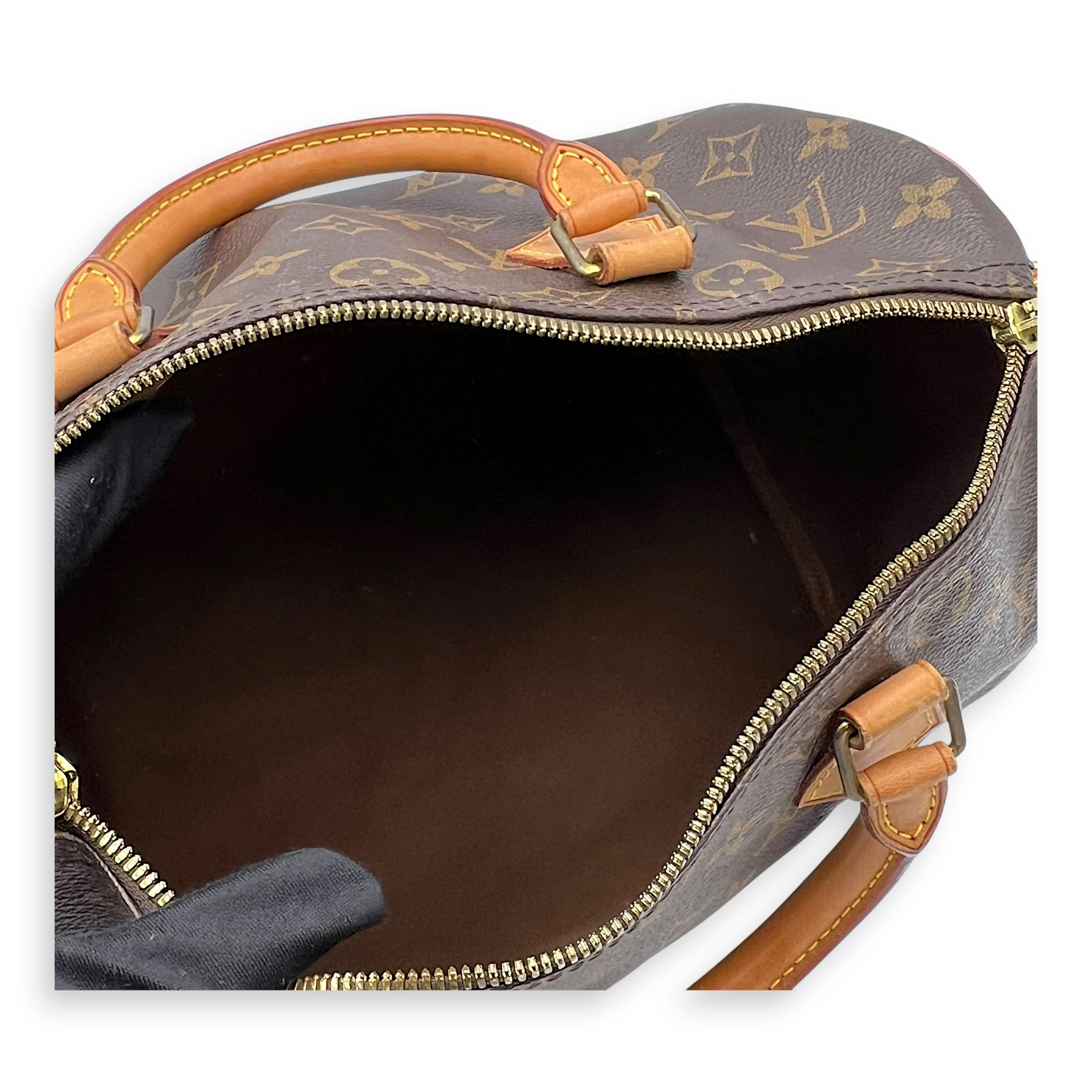 Speedy Bandouliere Top Handle Bag 30 Brown in Monogram Coated Canvas, Gold hardware