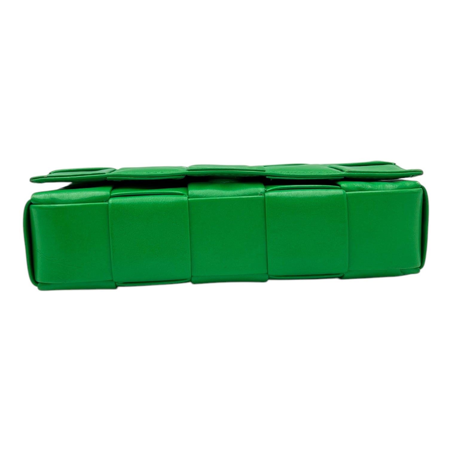 Cassette Crossbody Bag Green in Calfskin, Silver hardware