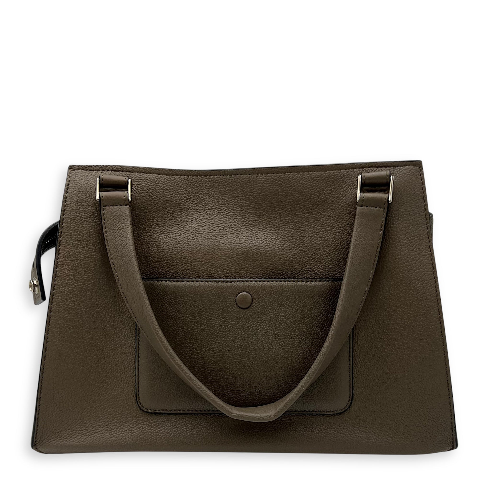 Edge Shoulder Bag Grey in Calfskin, Silver hardware