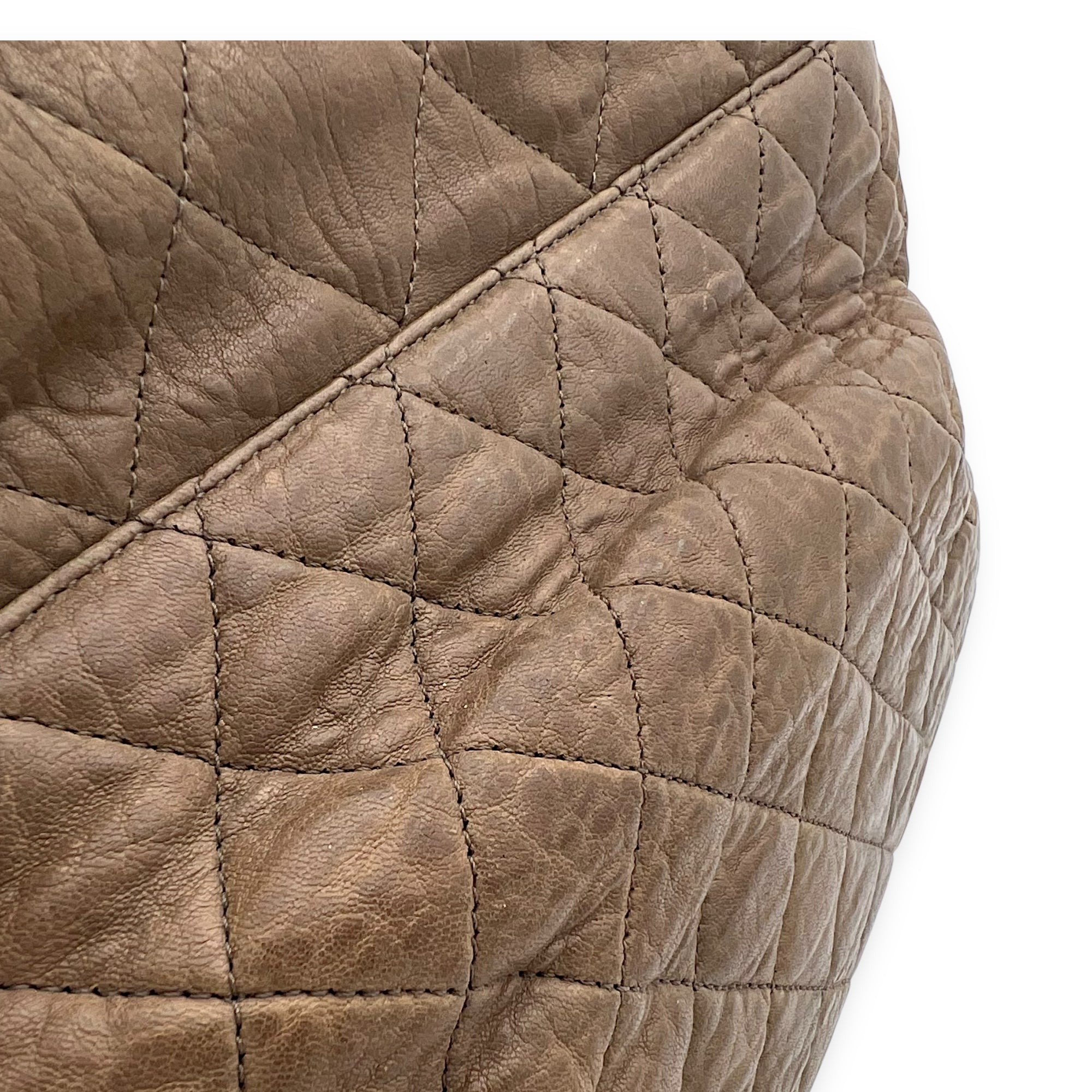 CC Shoulder Bag Brown in Calfskin, Silver hardware