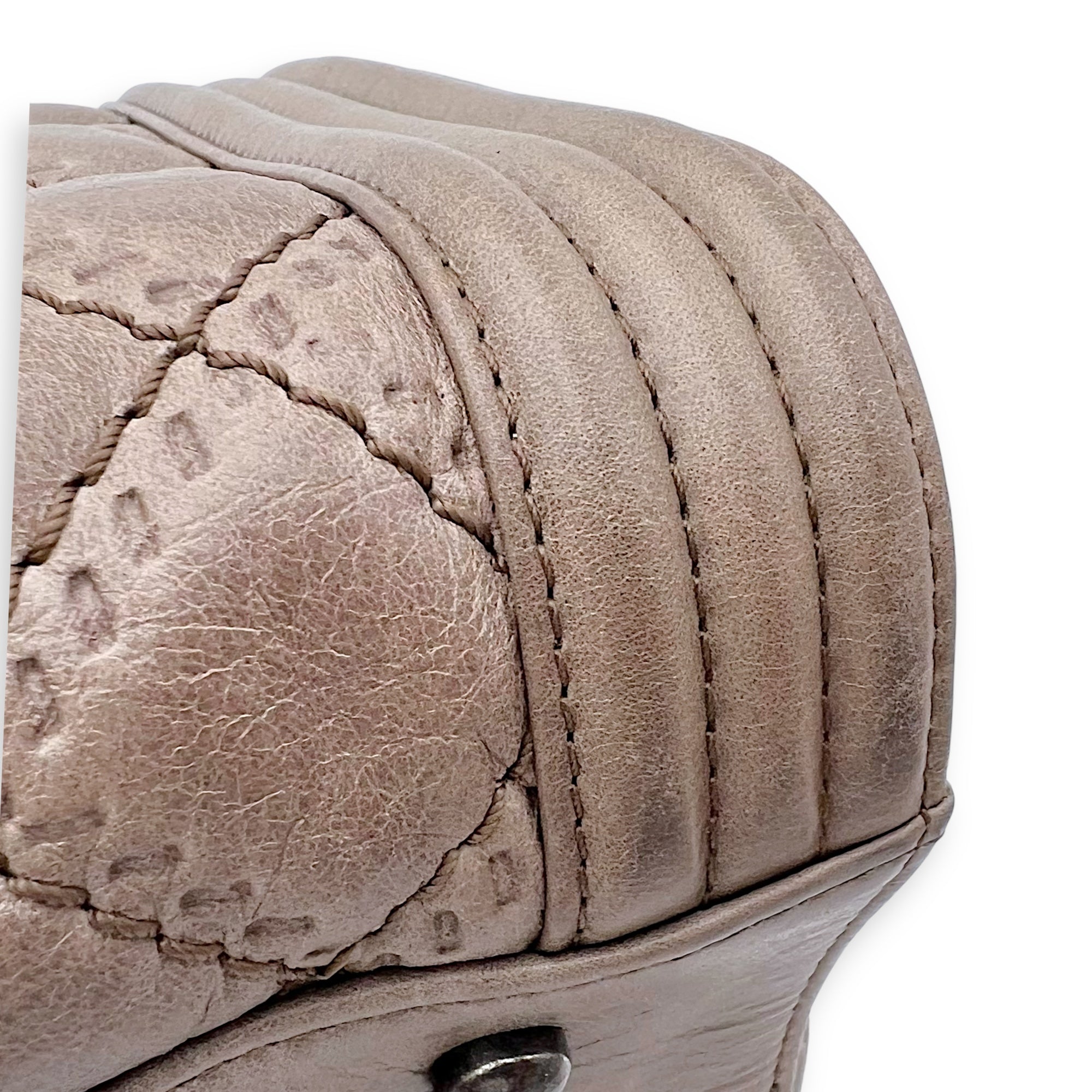 Boy Top Handle Bag Beige in Calfskin, Gunmetal hardware