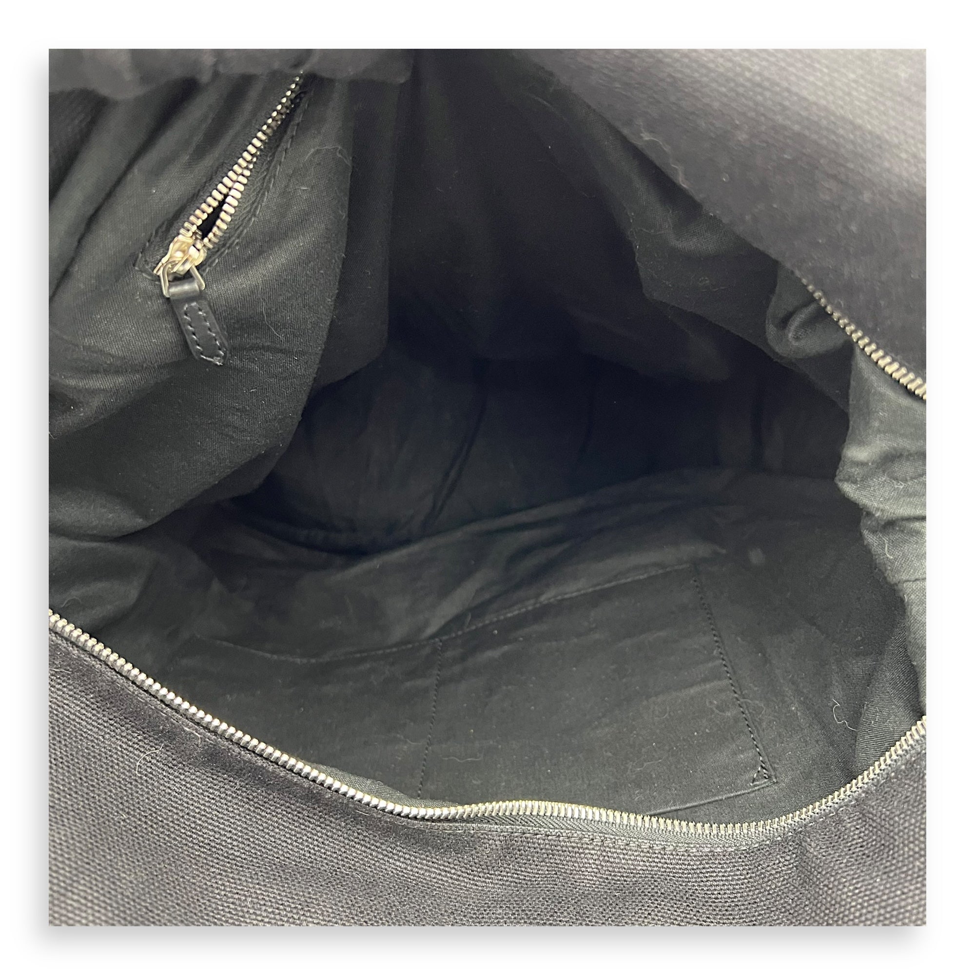 Cabas Tote Bag Black in Canvas, Silver hardware