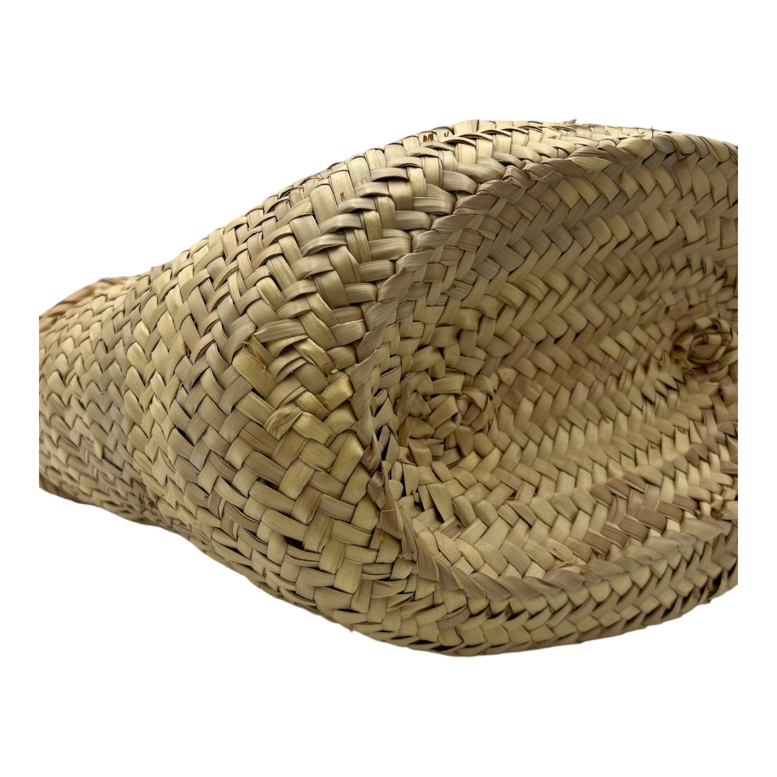 Anagram Basket Beige Shoulder Bag in Raffia, Silver hardware