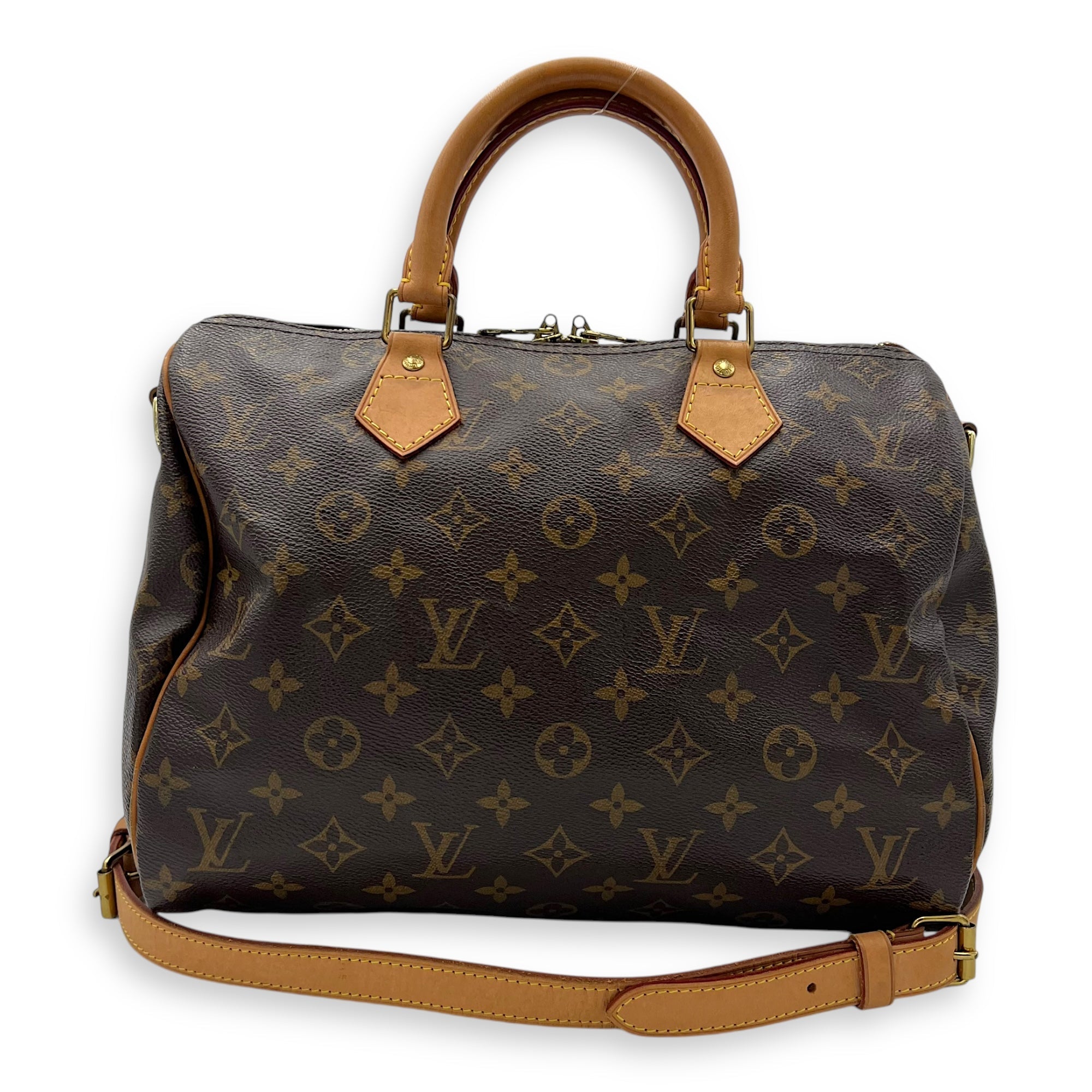 Speedy Bandouliere Top Handle Bag 30 Brown in Monogram Coated Canvas, Gold hardware