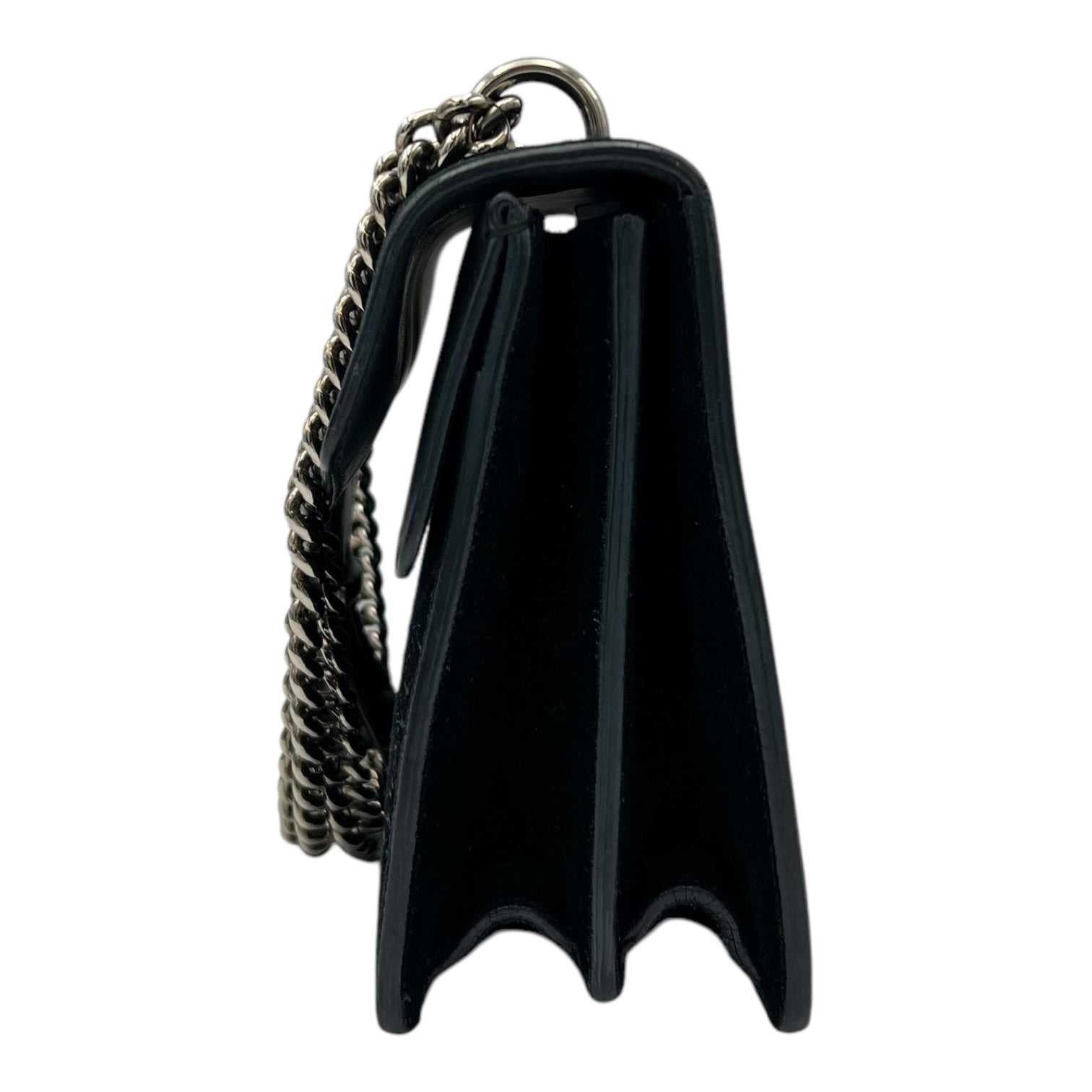 Dionysus Shoulder Bag Small Black in Suede Leather, Silver hardware