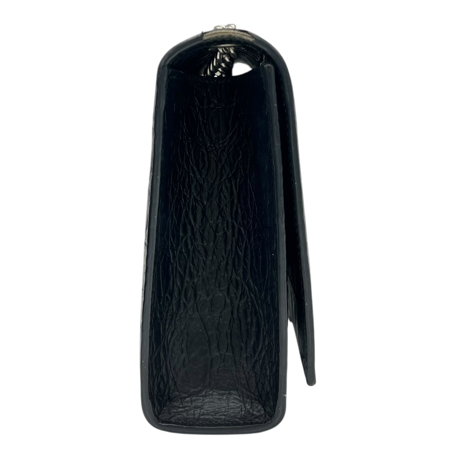 Kate Crossbody Bag Black in Crocodile Embossed Calfskin, Silver hardware