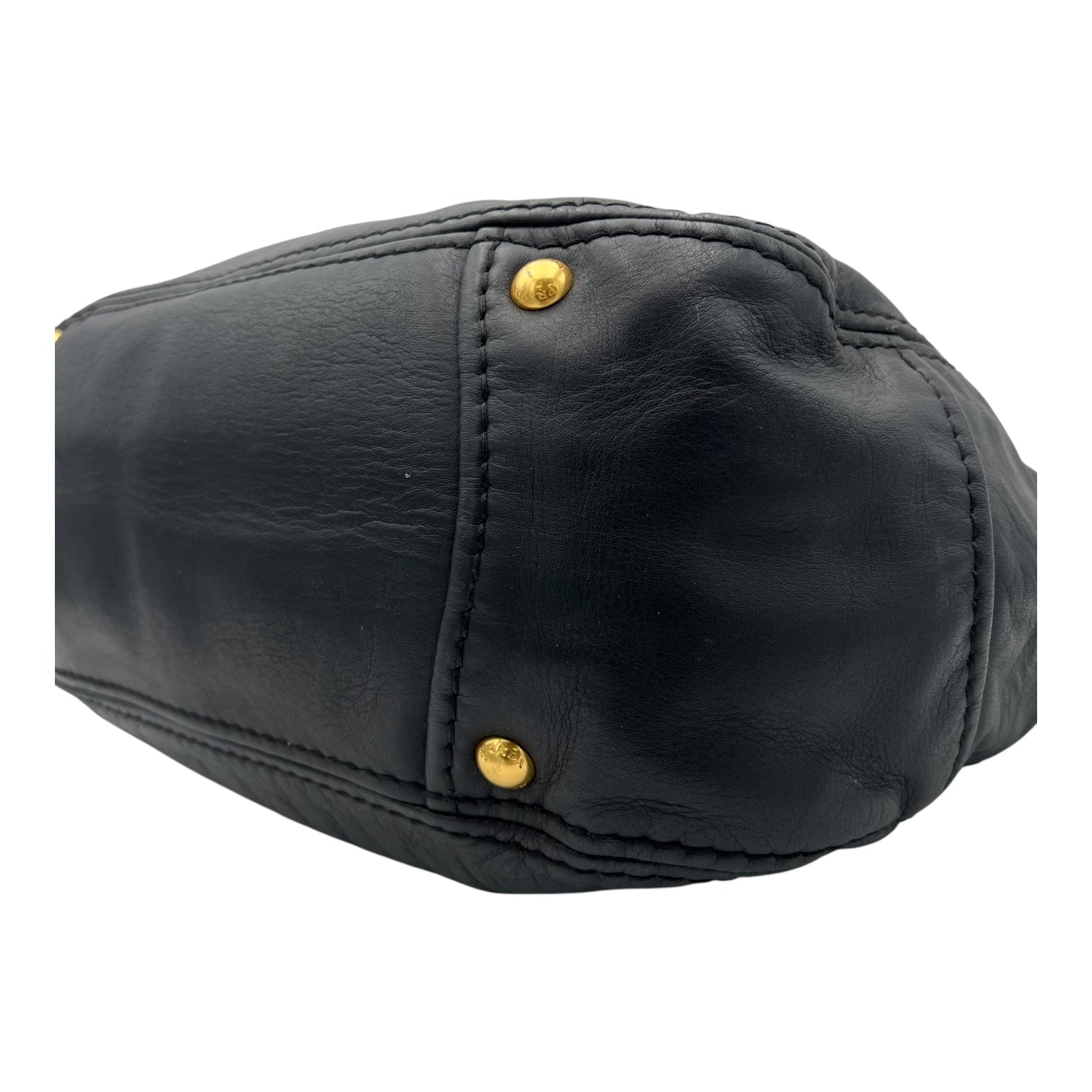Sughero Black Shoulder Bag in Calfskin, Gold hardware