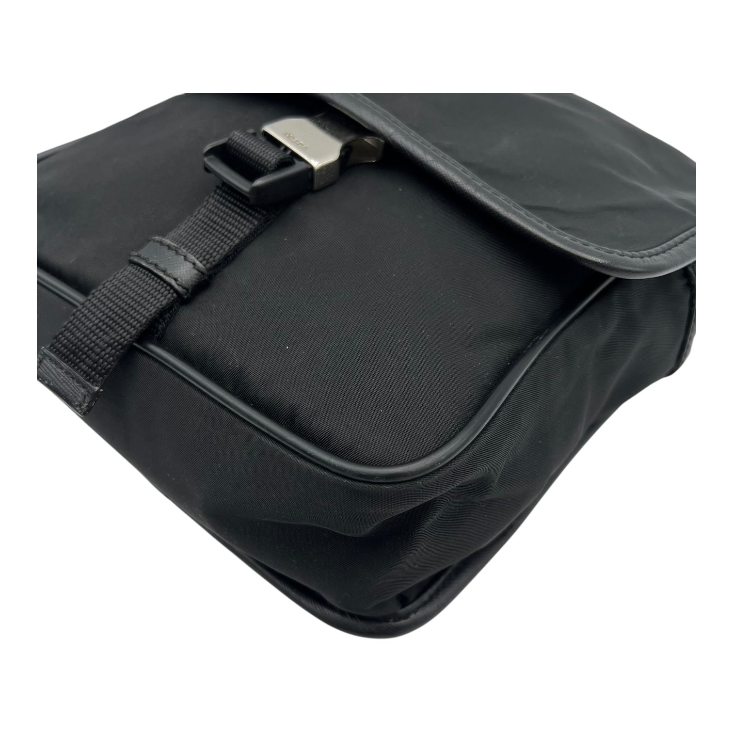 Logo Crossbody Bag Black in Nylon, Silver hardware