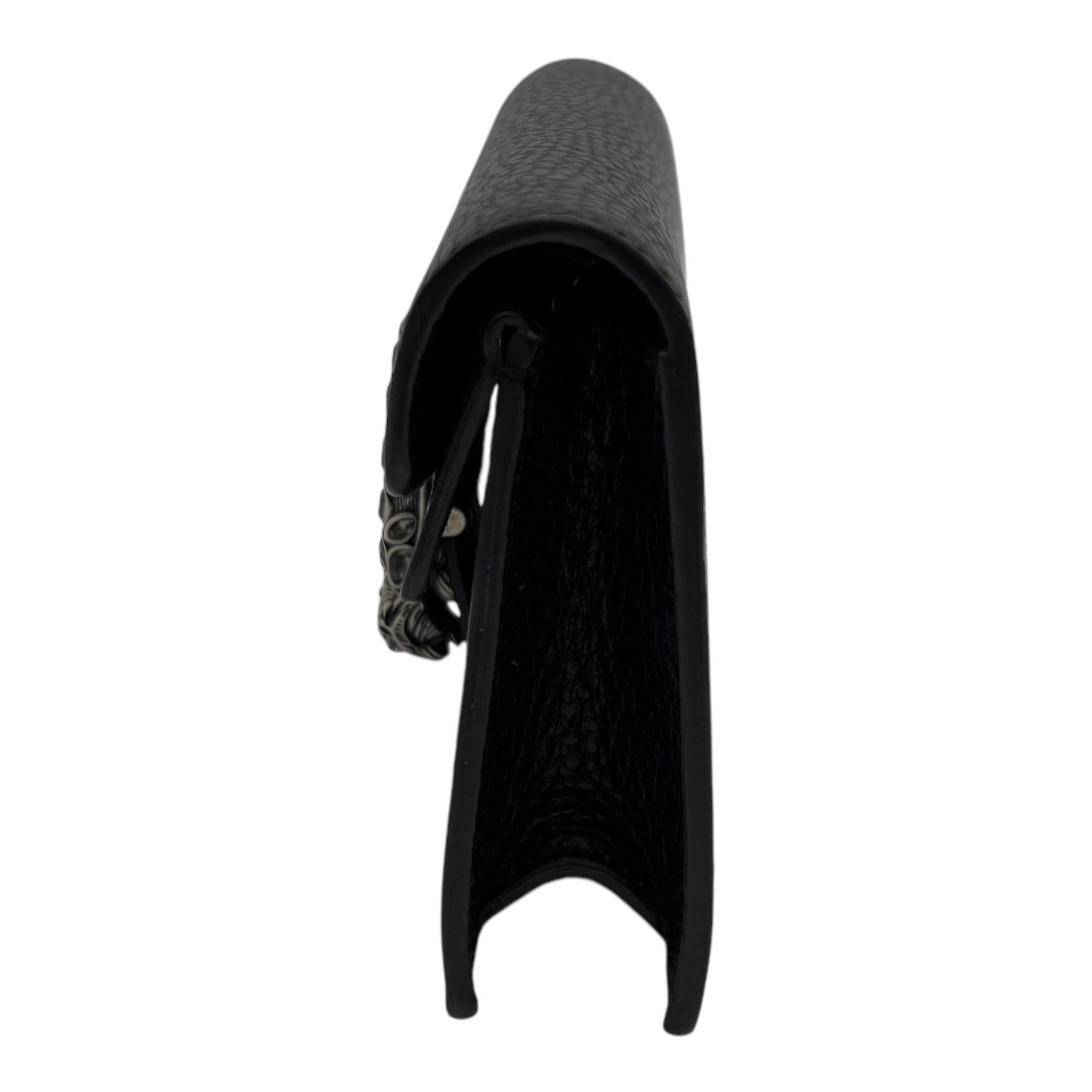 Dionysus Super Mini Black Crossbody Bag in Calfskin, Silver hardware