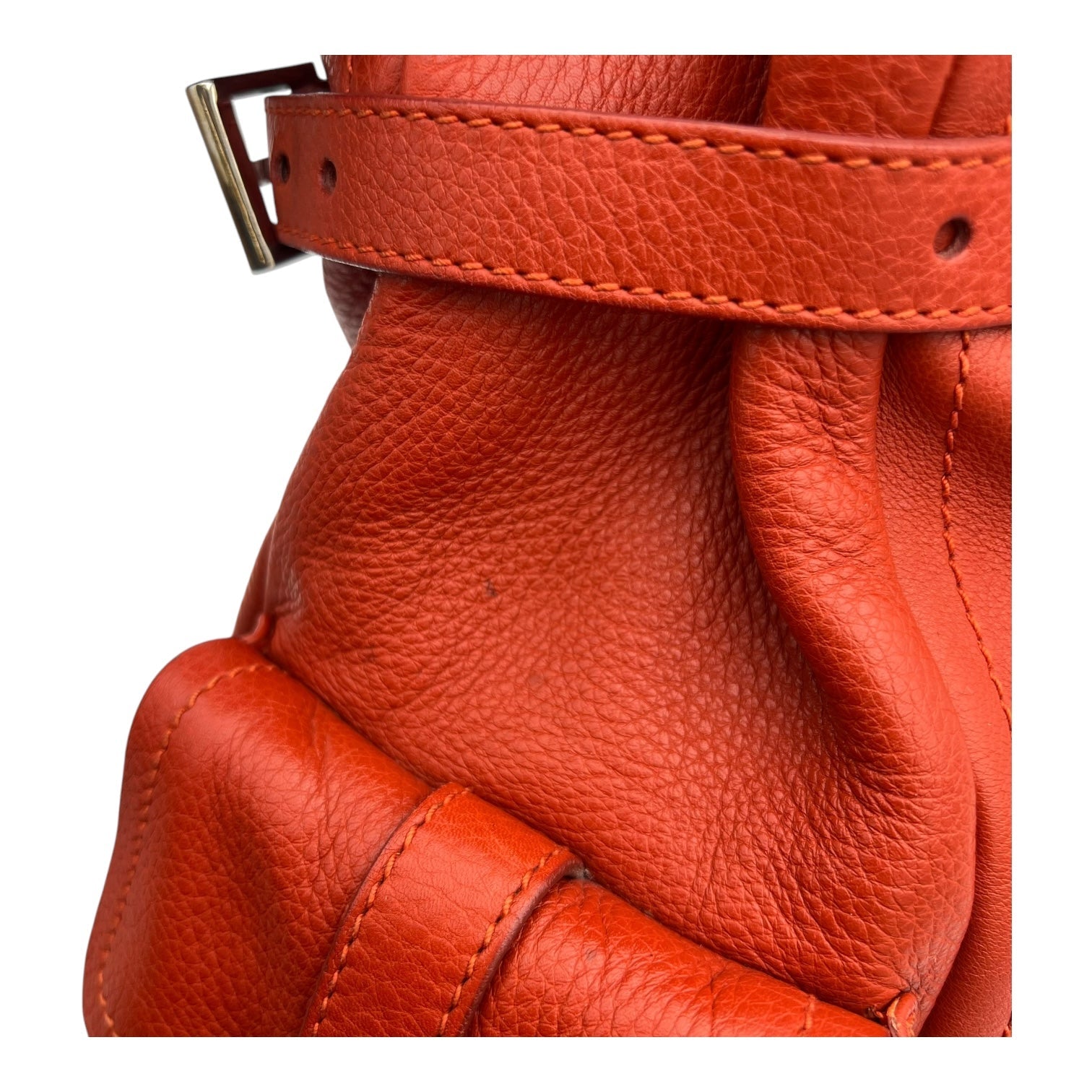Vitello Daino Red Shoulder Bag in Calfskin, Silver hardware