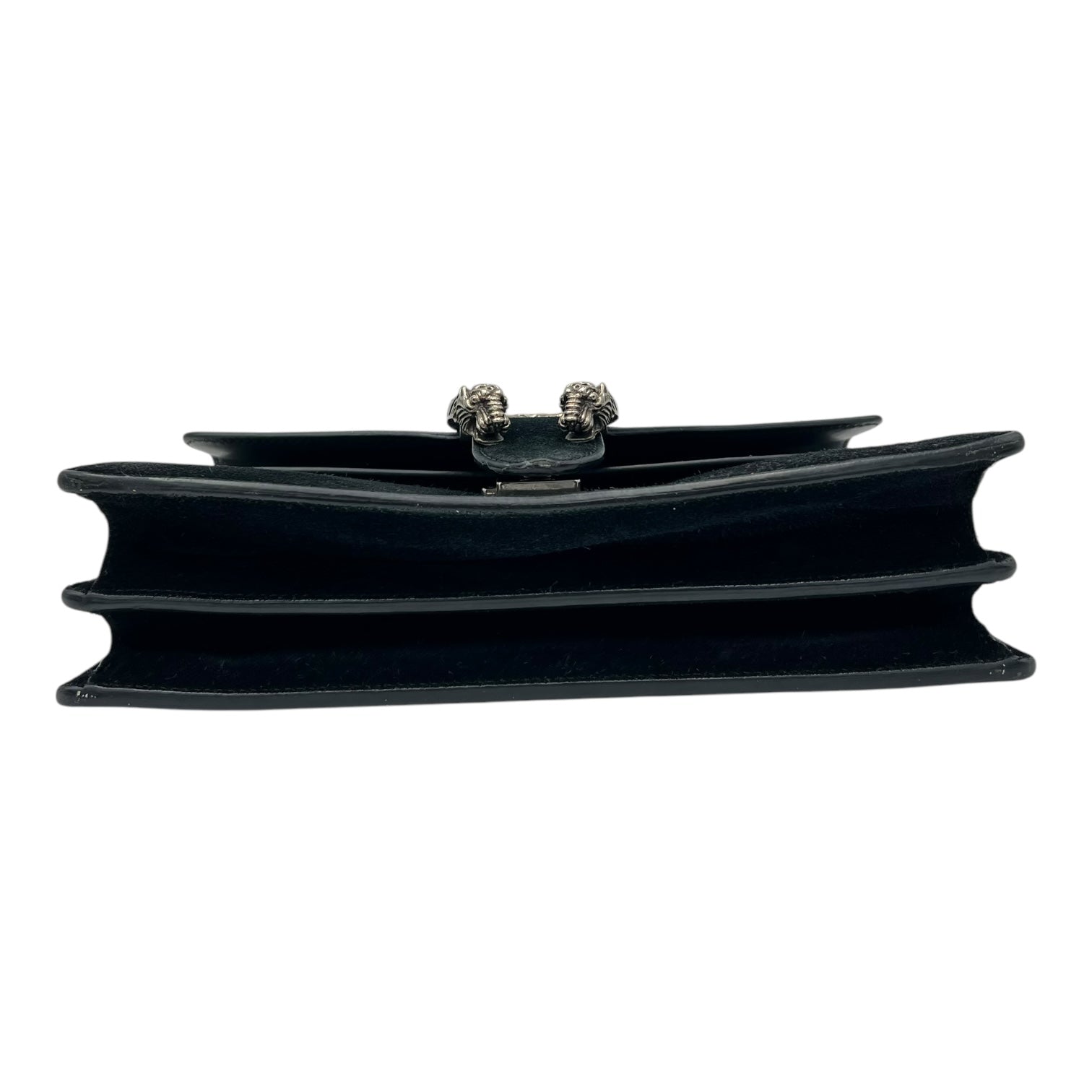 Dionysus Shoulder Bag Small Black in Suede Leather, Silver hardware