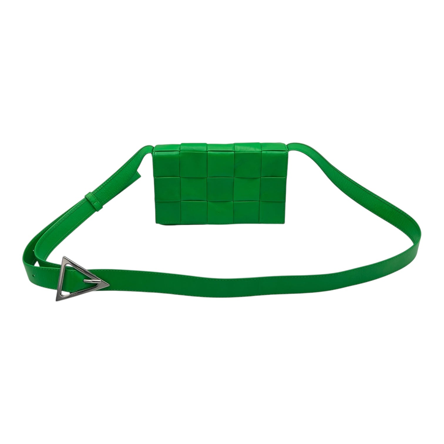 Cassette Crossbody Bag Green in Calfskin, Silver hardware