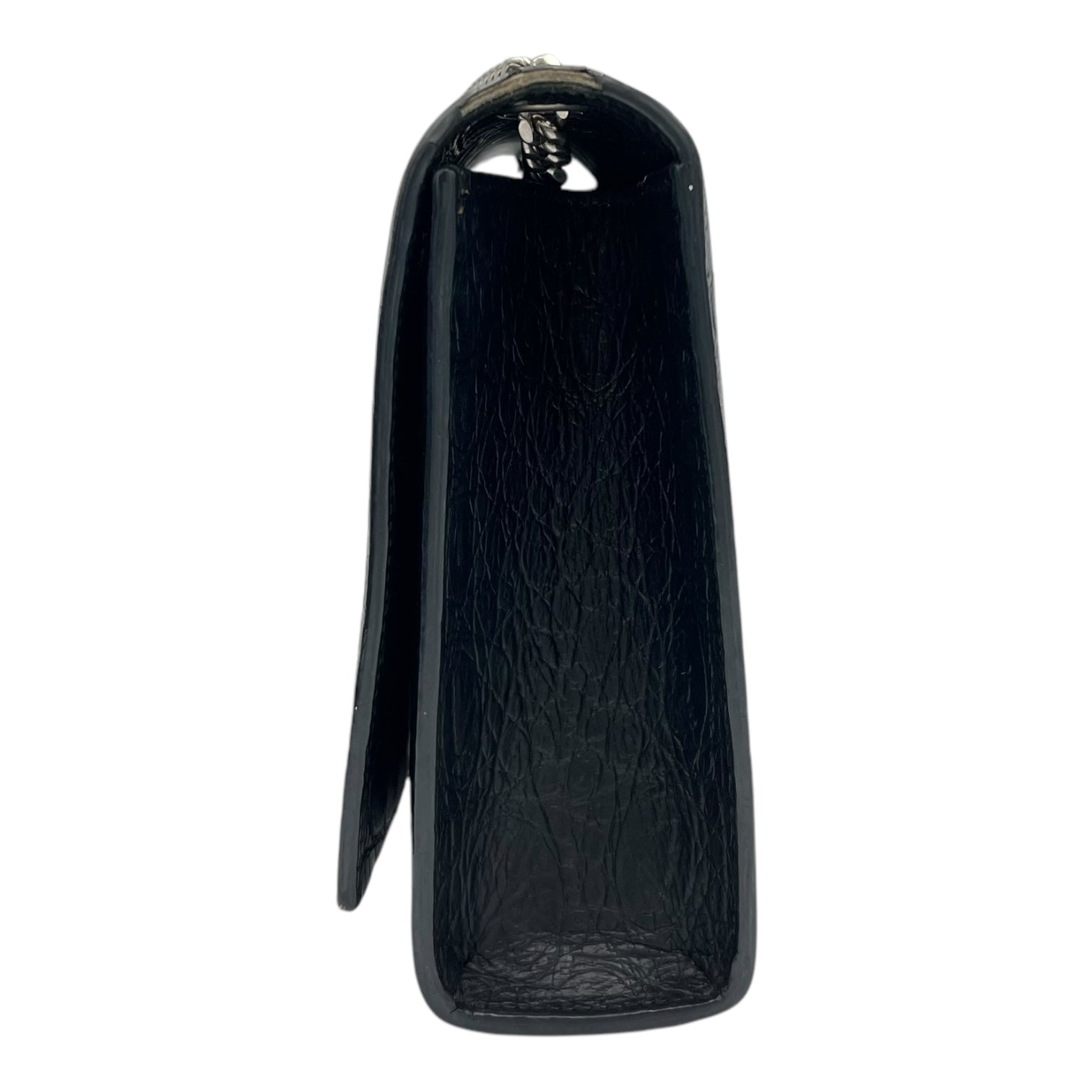 Kate Crossbody Bag Black in Crocodile Embossed Calfskin, Silver hardware