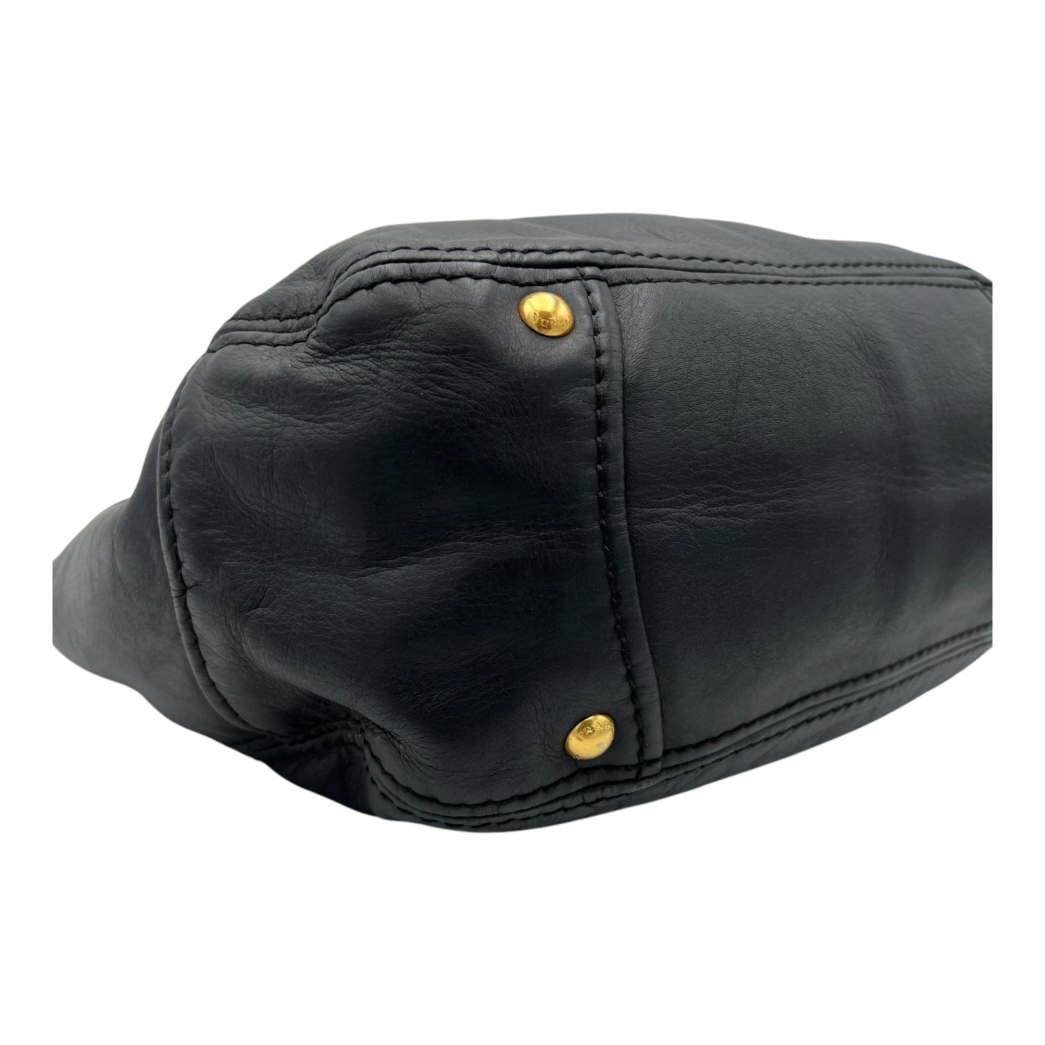 Sughero Black Shoulder Bag in Calfskin, Gold hardware