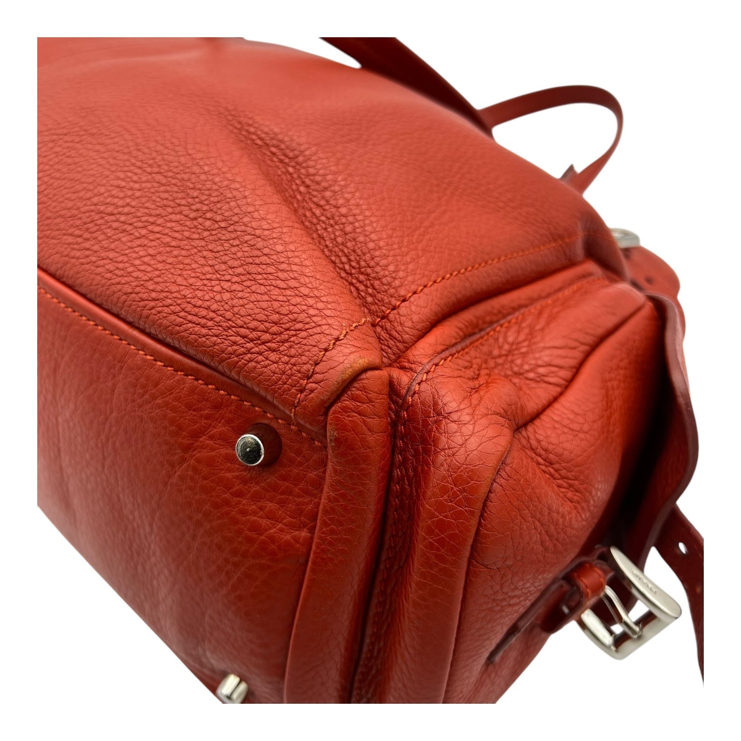 Vitello Daino Red Shoulder Bag in Calfskin, Silver hardware
