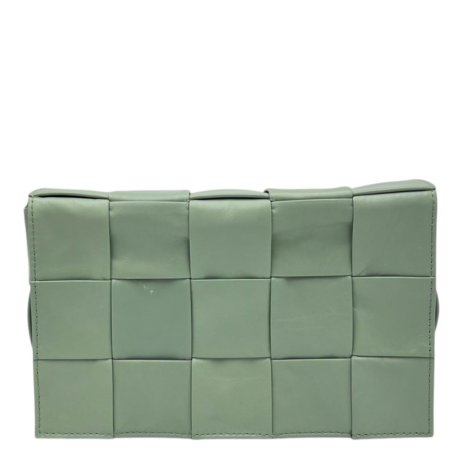 Cassette Crossbody Bag Green in Calfskin, Silver hardware