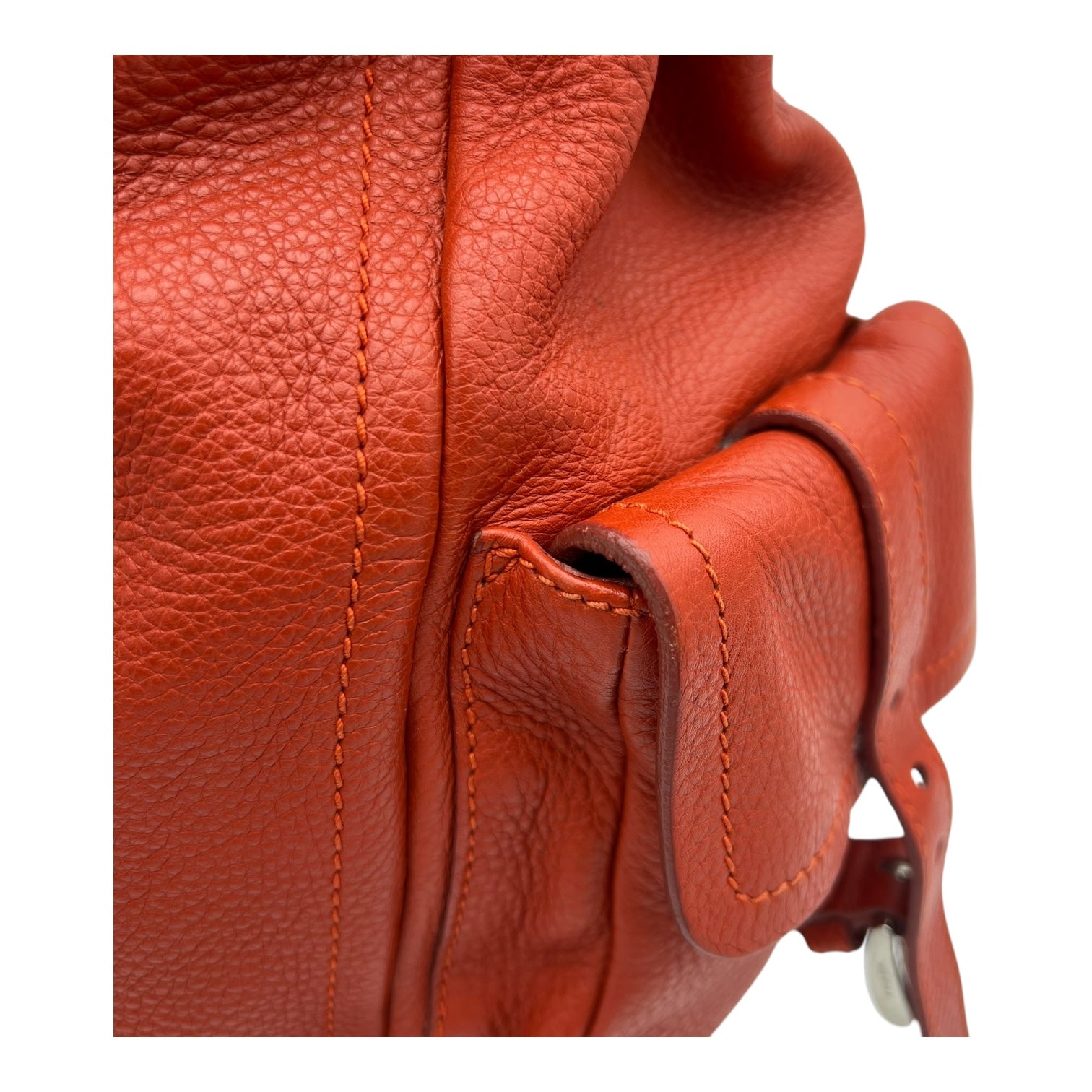 Vitello Daino Red Shoulder Bag in Calfskin, Silver hardware