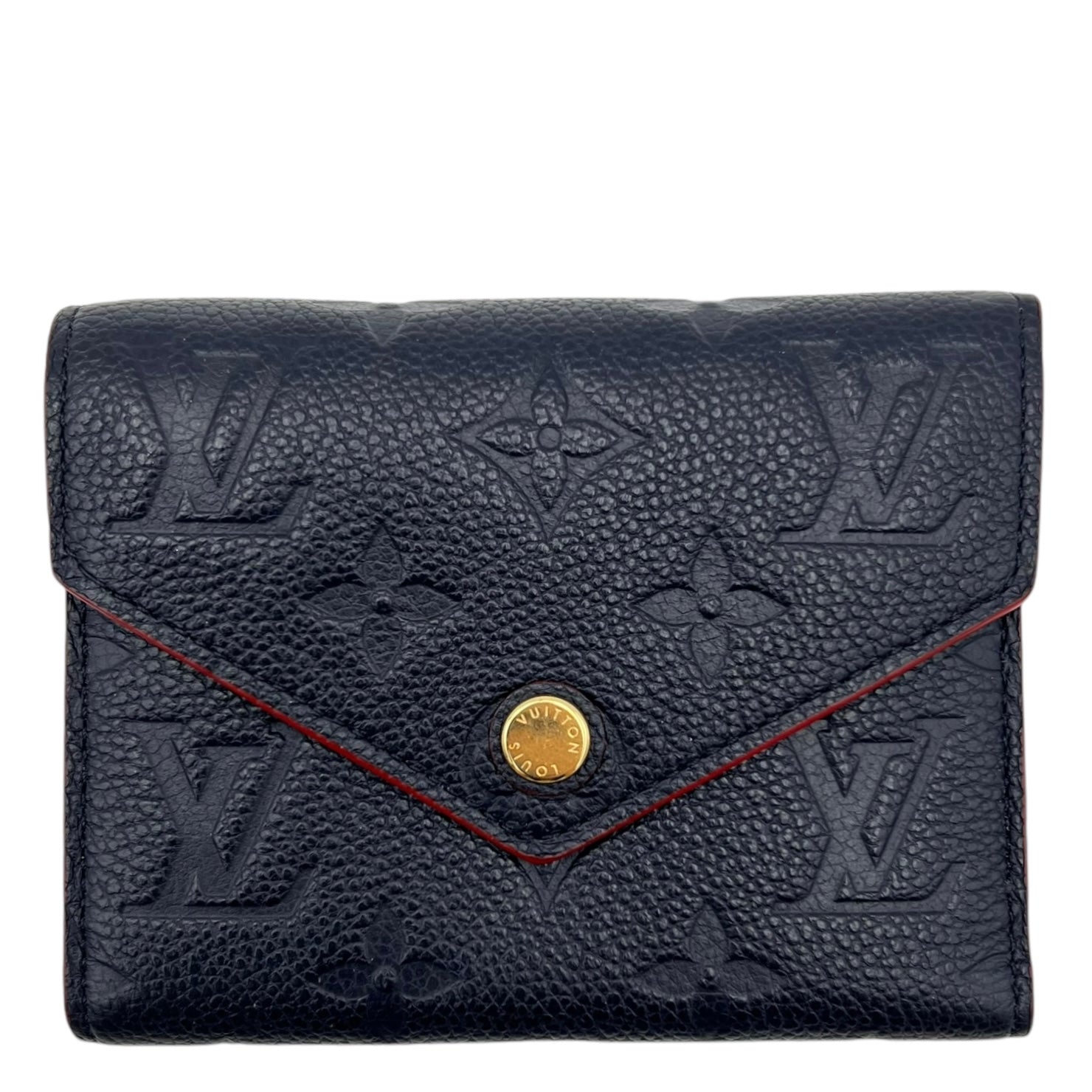 Victorine Wallet Blue in Empreinte Leather, Gold hardware