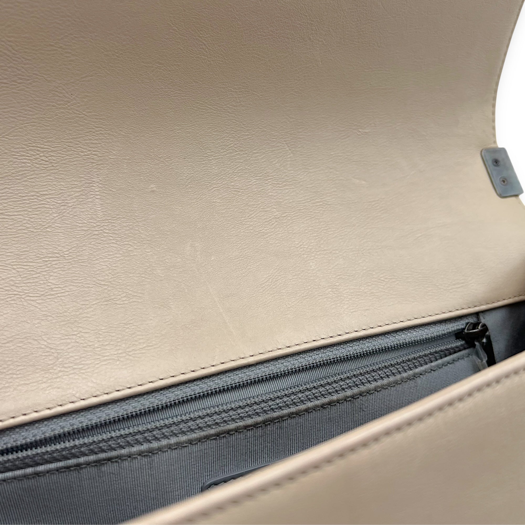 Boy Medium Beige Shoulder Bag in Calfskin, Gunmetal hardware